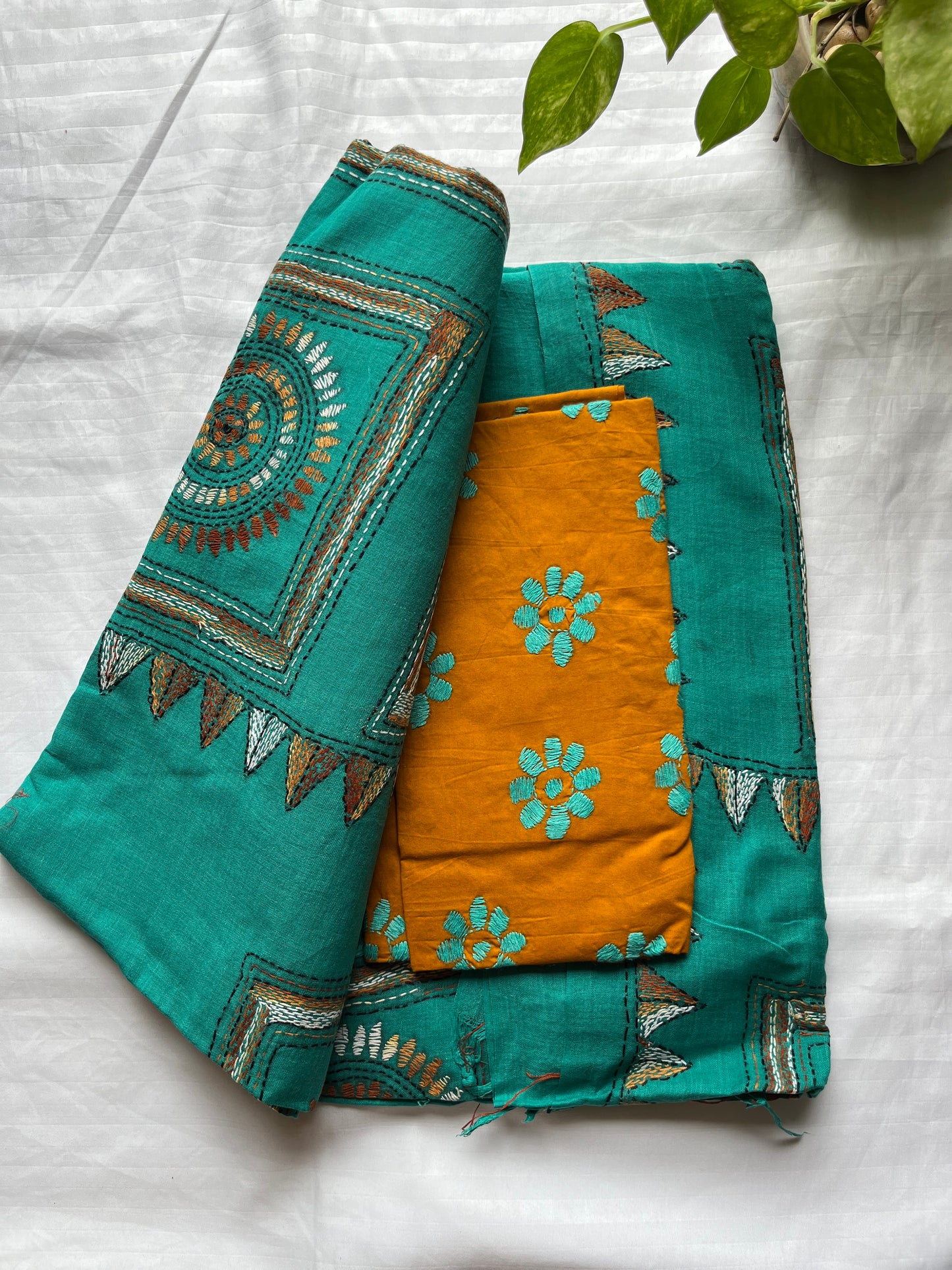 Kantha Hand Embroidered Pure Cotton Saree