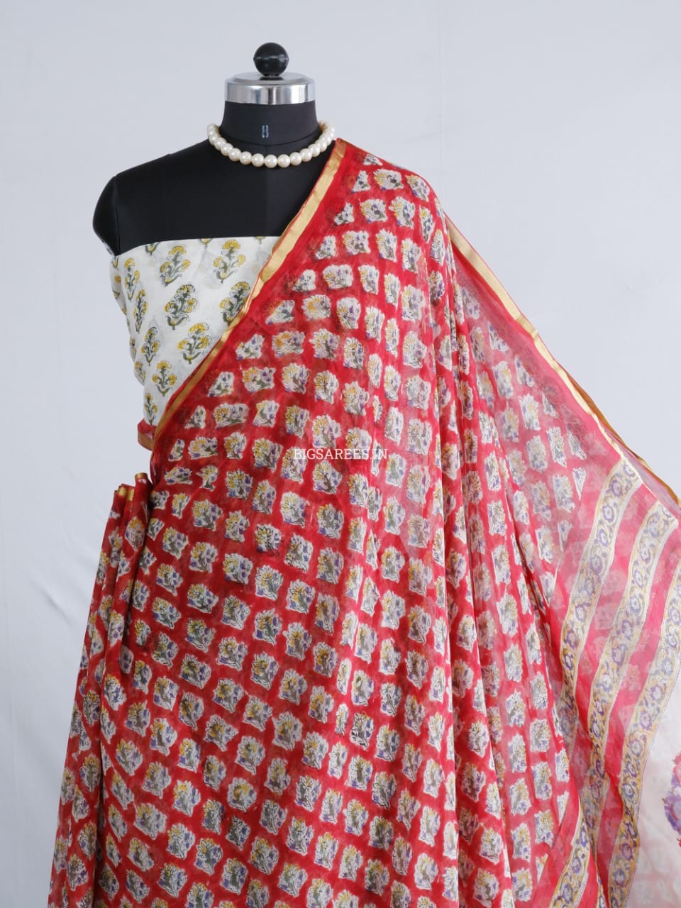 Hand Block Print Saree | Pure Chiffon