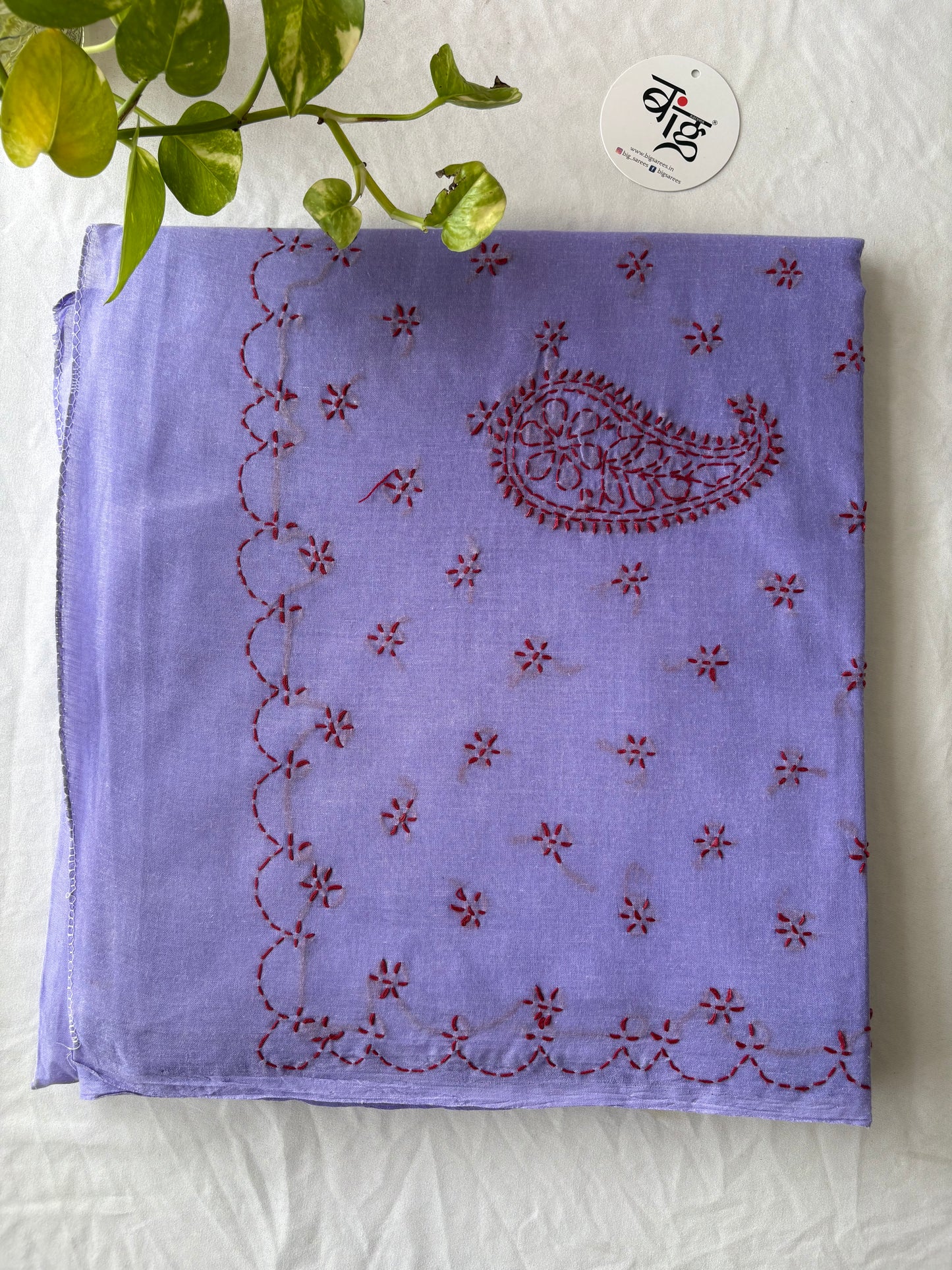 Chikankari Hand-Embroidered Saree | Cotton | Lilac