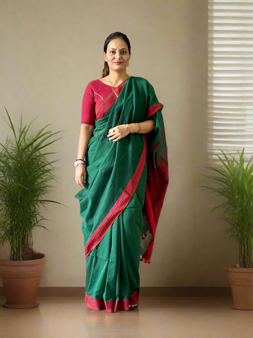 Pure Cotton handwoven Saree (Handloom Marked)