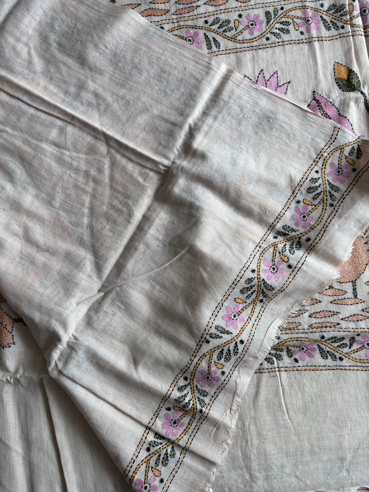 Kantha Hand Embroidered Pure Cotton Saree