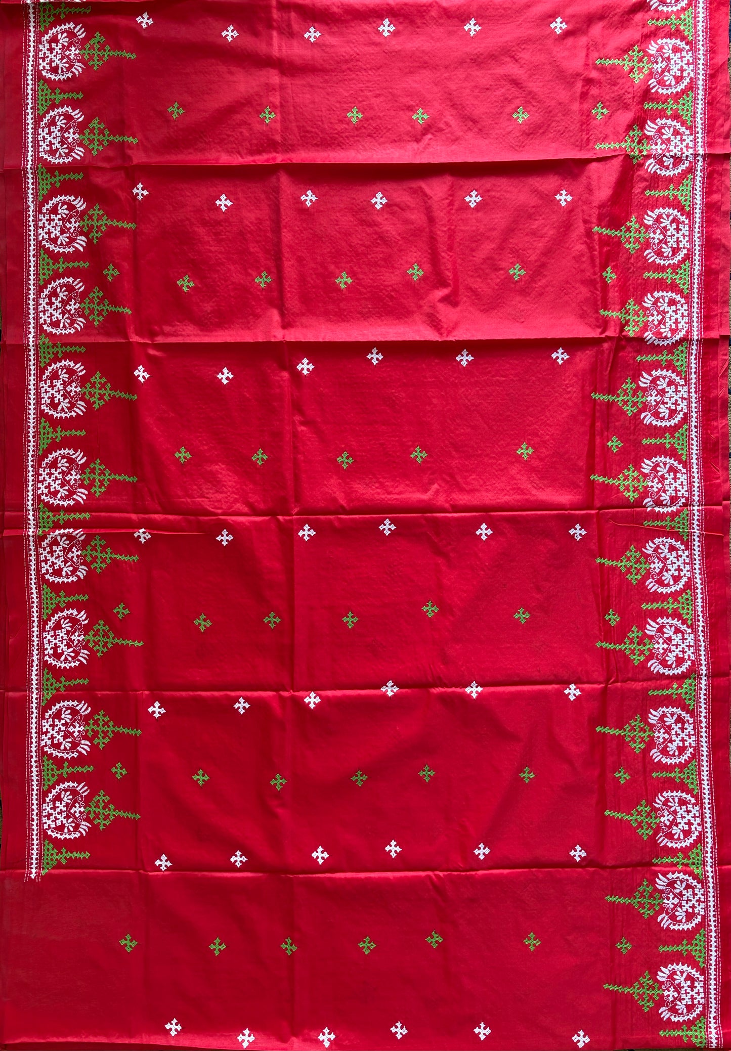 Gujrati Stitch/Kutch Hand Embroidered Art Silk Saree