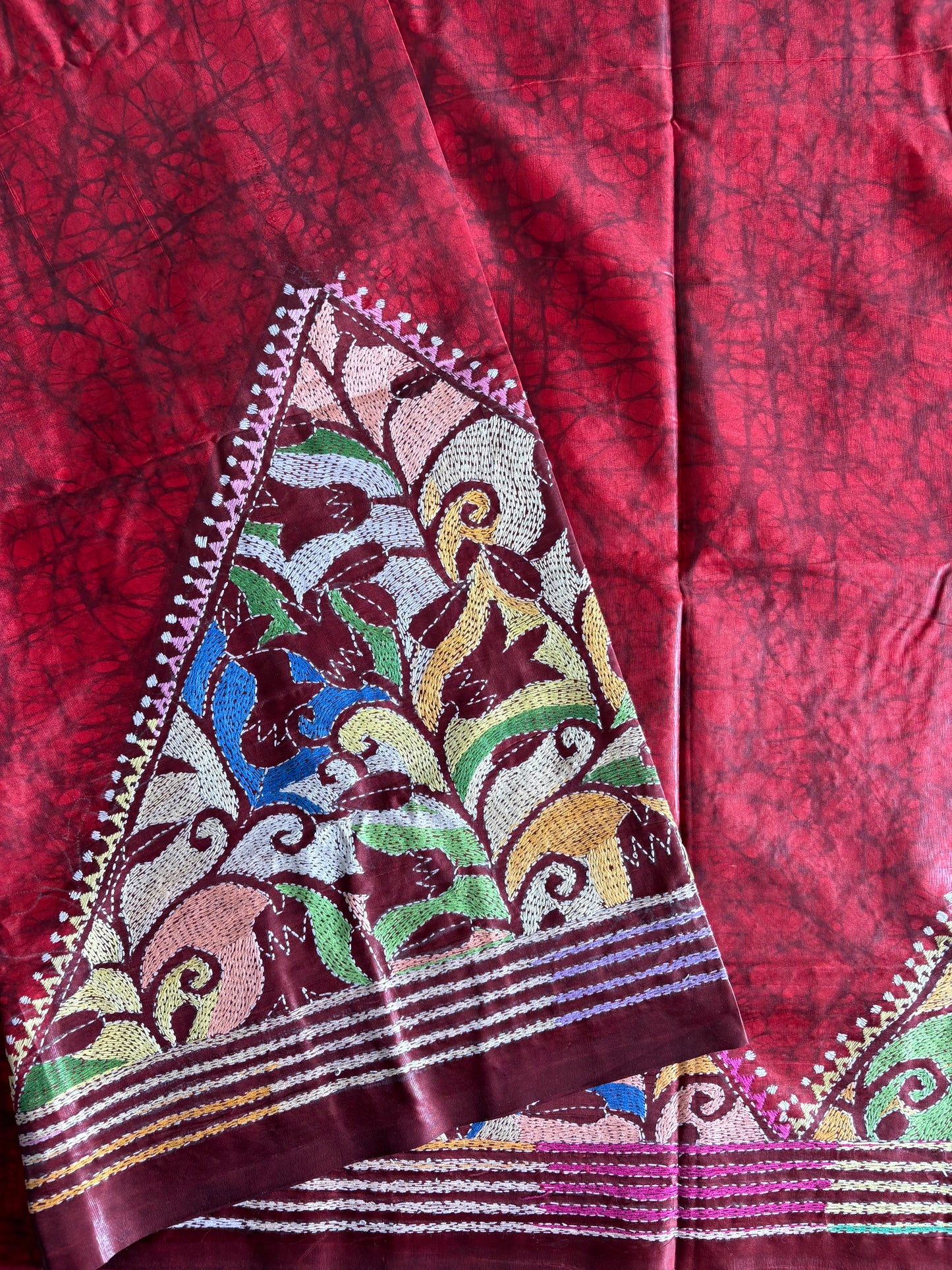 Kantha Stitch Hand Work Art Silk Saree With Blouse