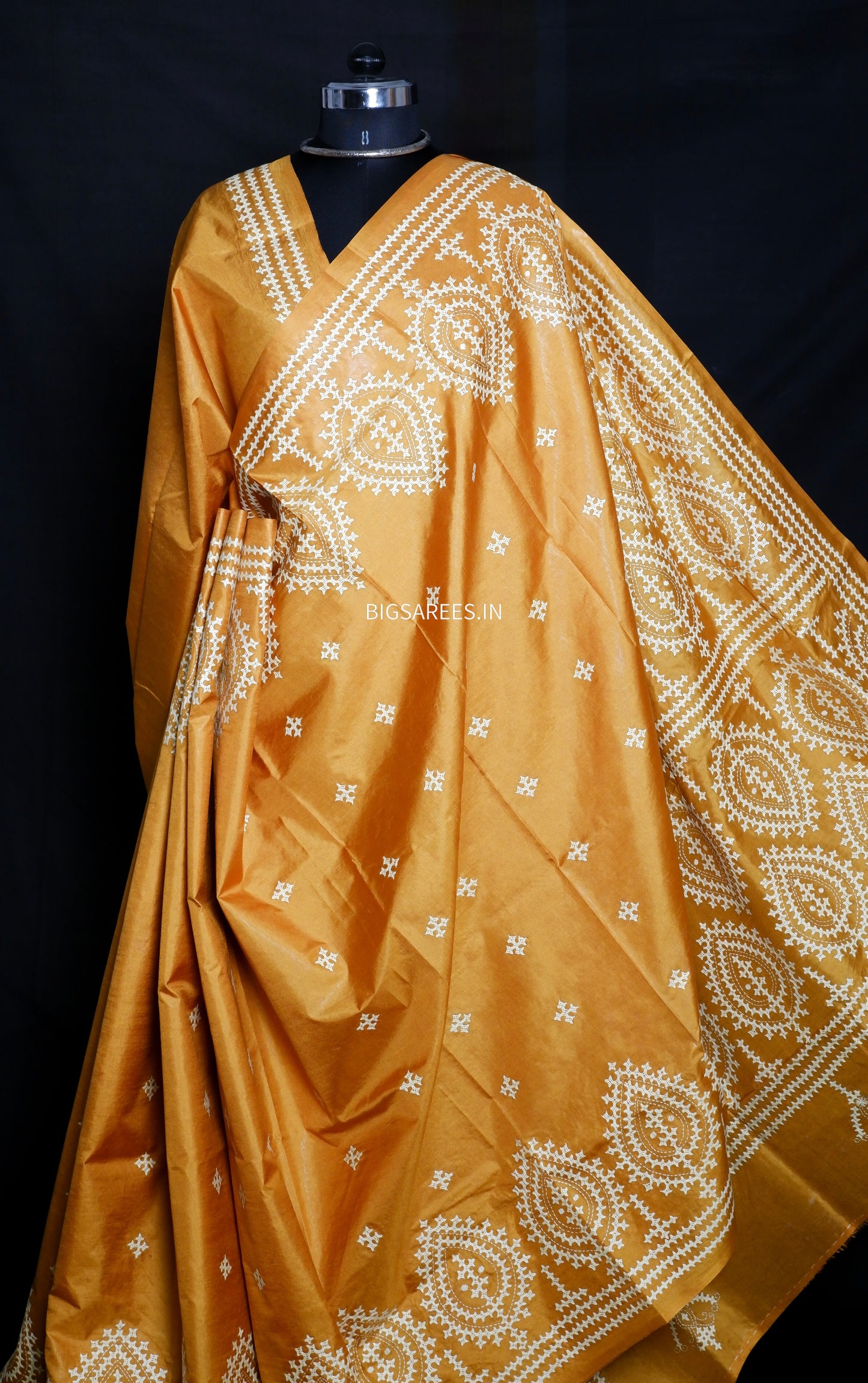 Kutch Hand Embroidered Pure Banglore Silk Saree