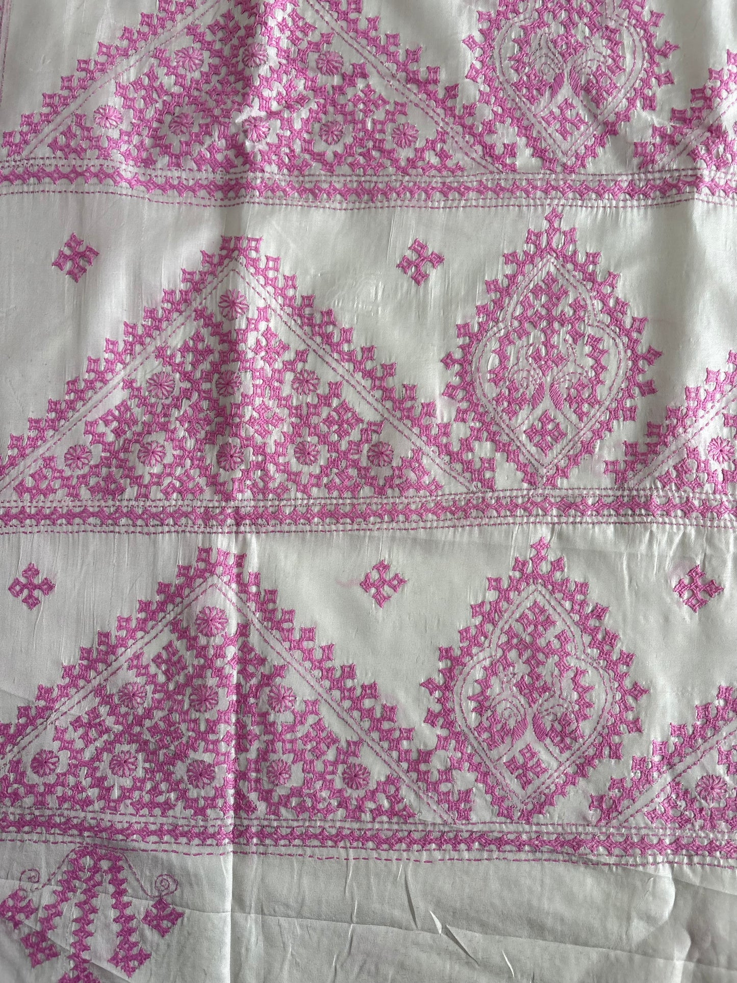 Gujrati Stitch/Kutch Hand Embroidered Art Silk Saree
