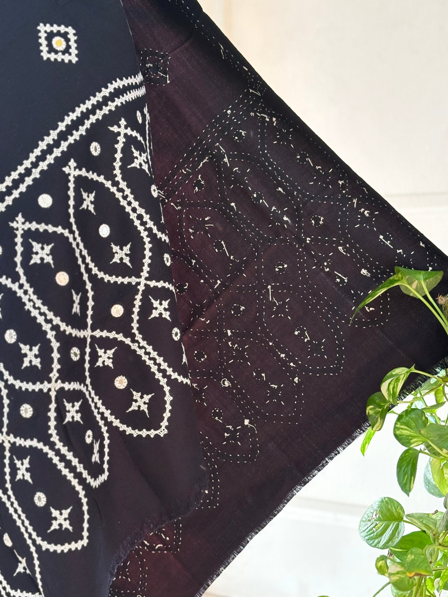 Gujrati Stitch Hand Embroidered Woollen Warm Shawl