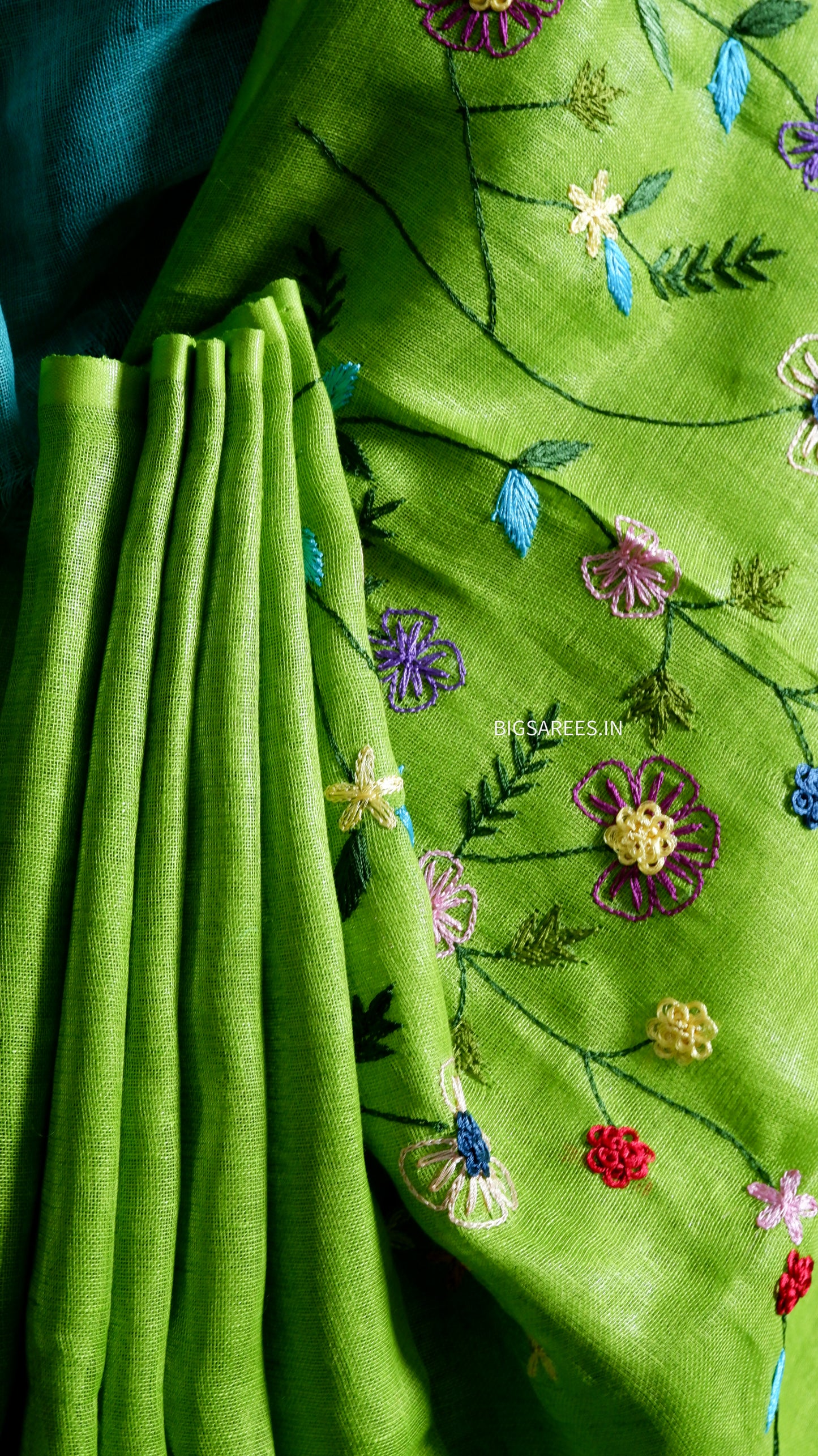 Pure Linen Saree With running Blouse