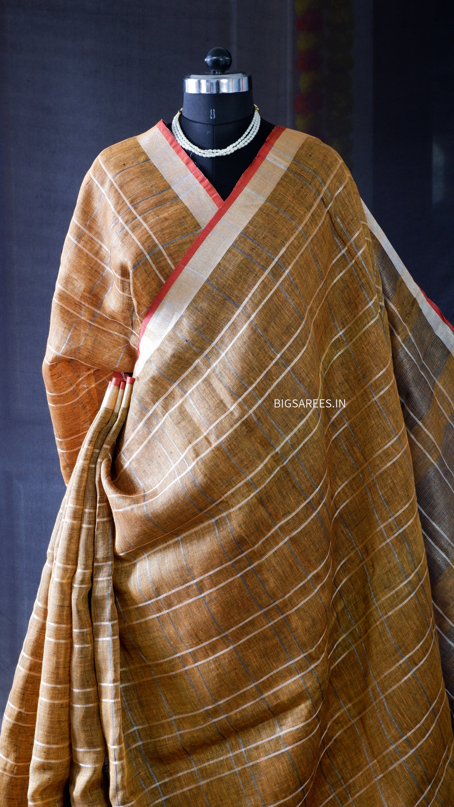 Pure Linen Saree With running Blouse