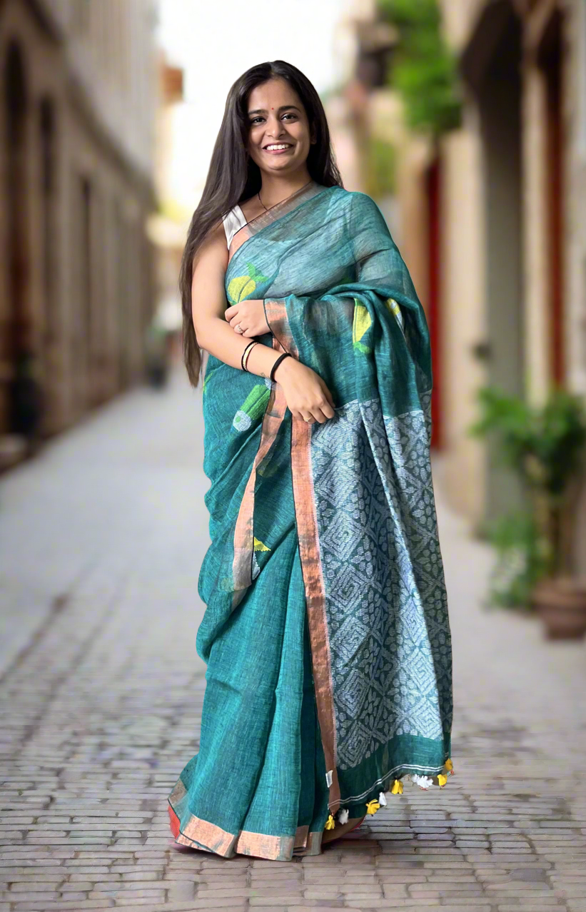 Linen By Linen Handloom Saree (Handloom Marked)