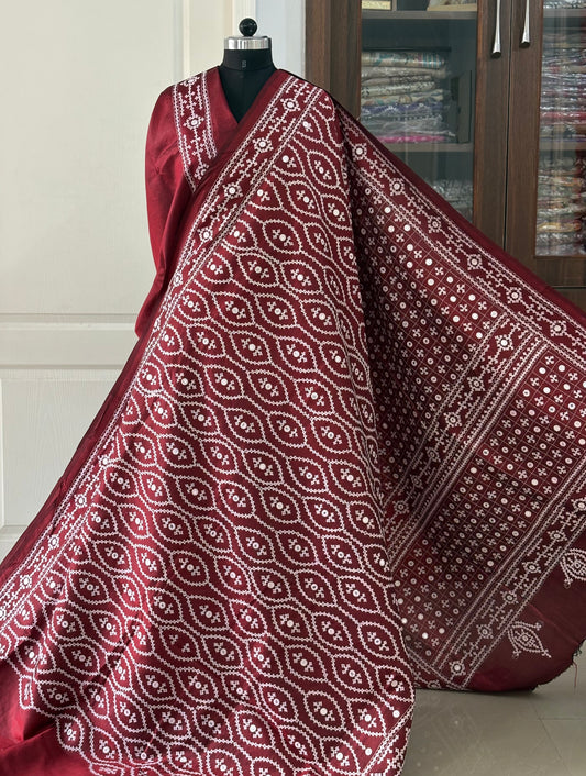 Kutch Hand Embroidered Pure Banglore Silk Saree