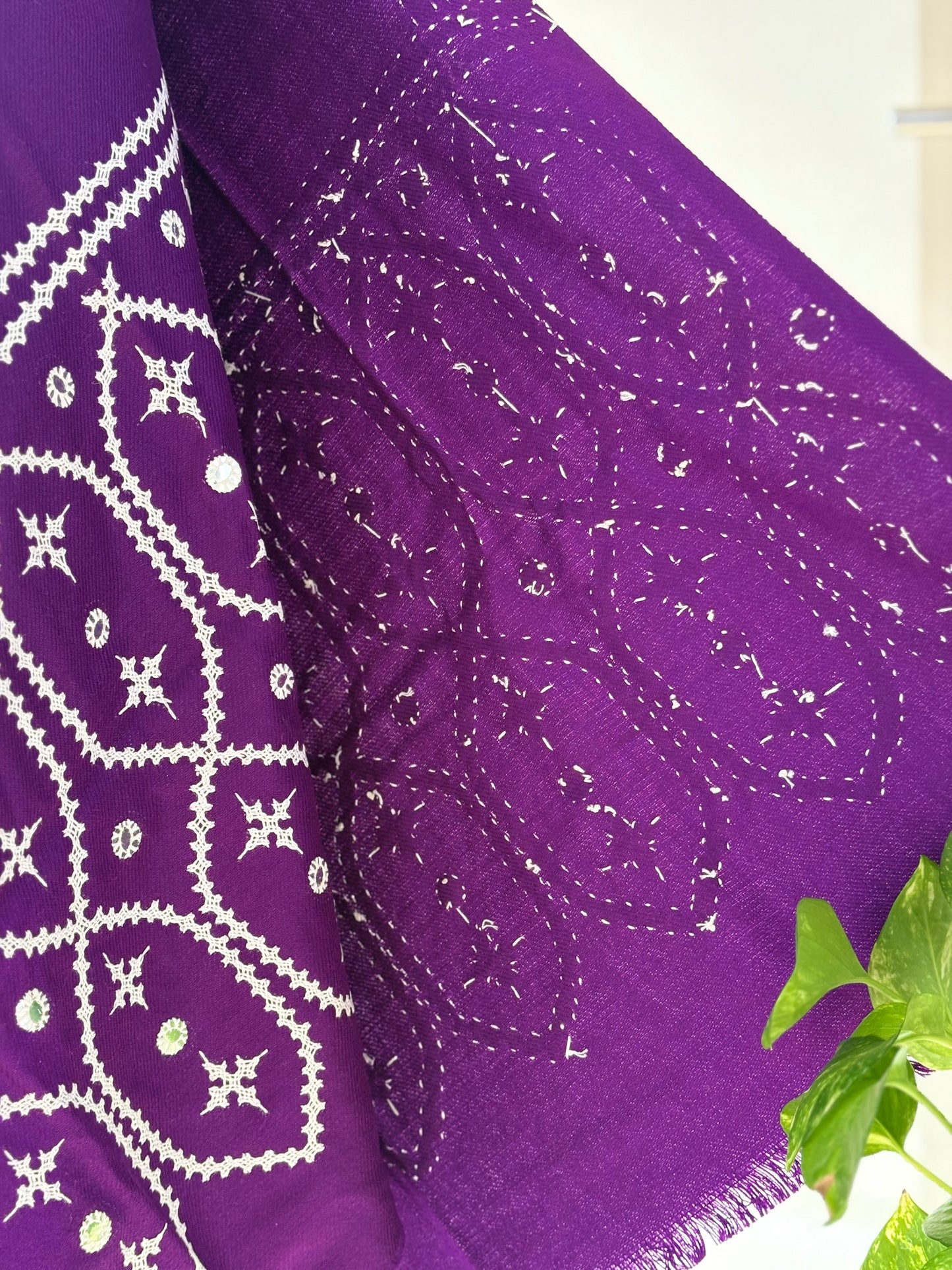 Gujrati Stitch Hand Embroidered Woollen Warm Shawl