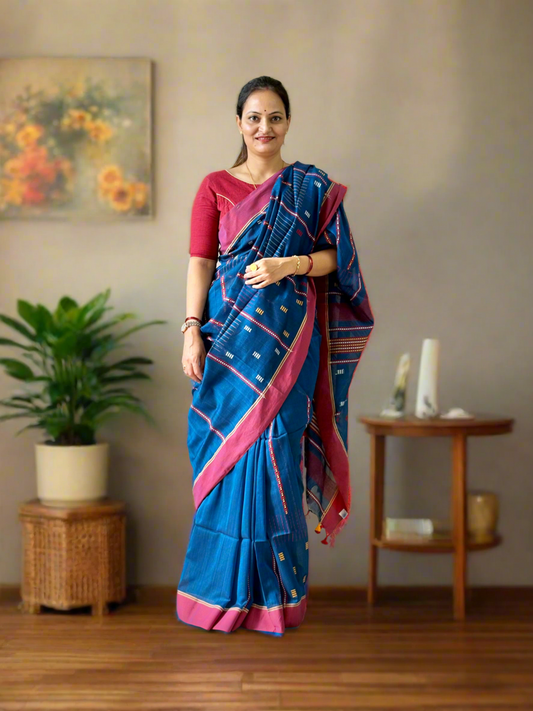 Pure Cotton handwoven Saree (Handloom Marked)