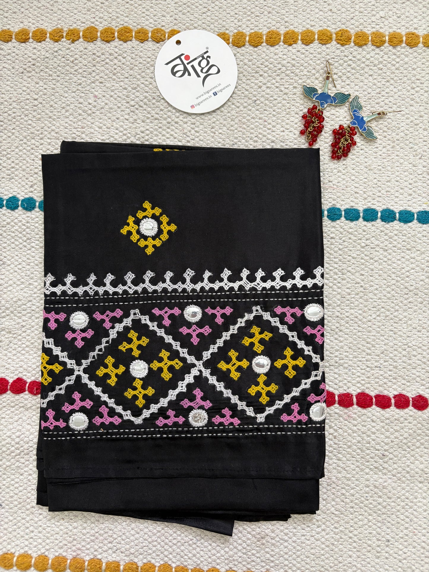 Gujrati work blouse pieces in art silk 1 mtr