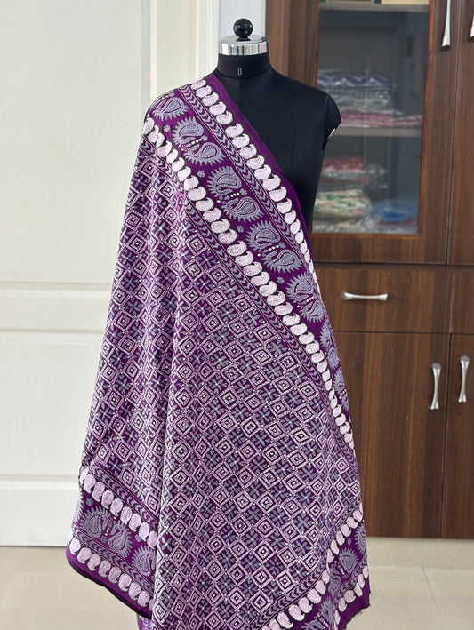 Kantha Stitch Hand Embroidary Full Work Pure Banglore Silk Dupatta