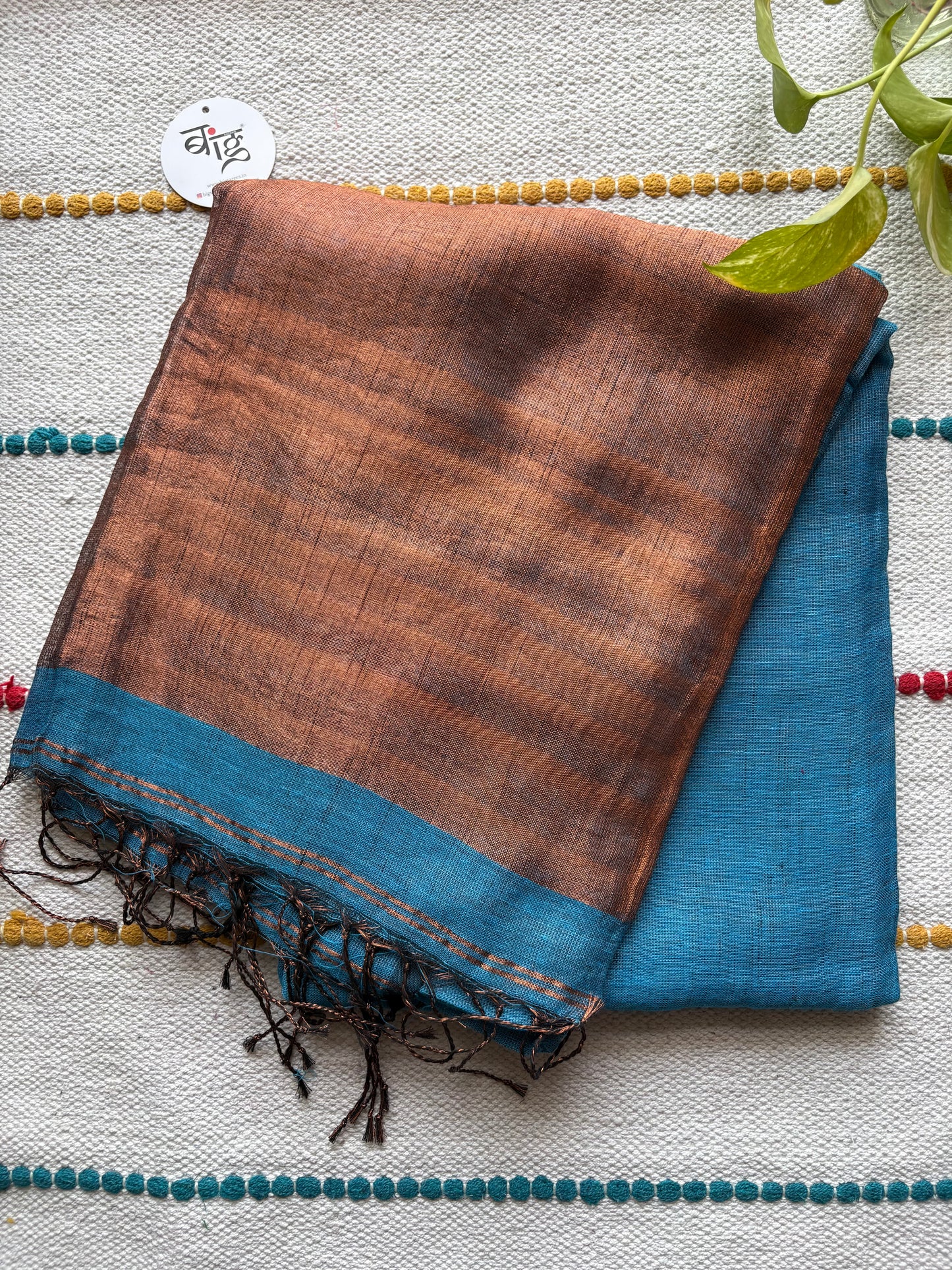 Tissue Linen Blend Handwoven Saree | Handloom Marked | Blue