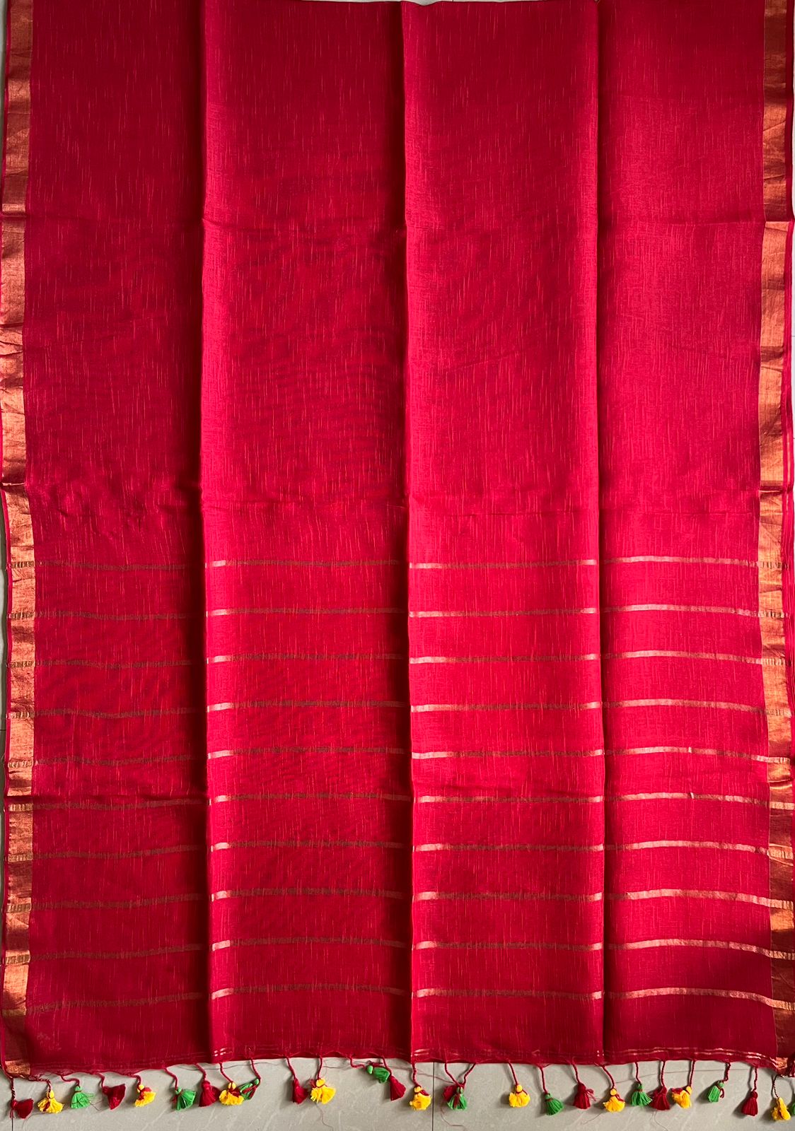 Red Linen By Linen Saree With Blouse