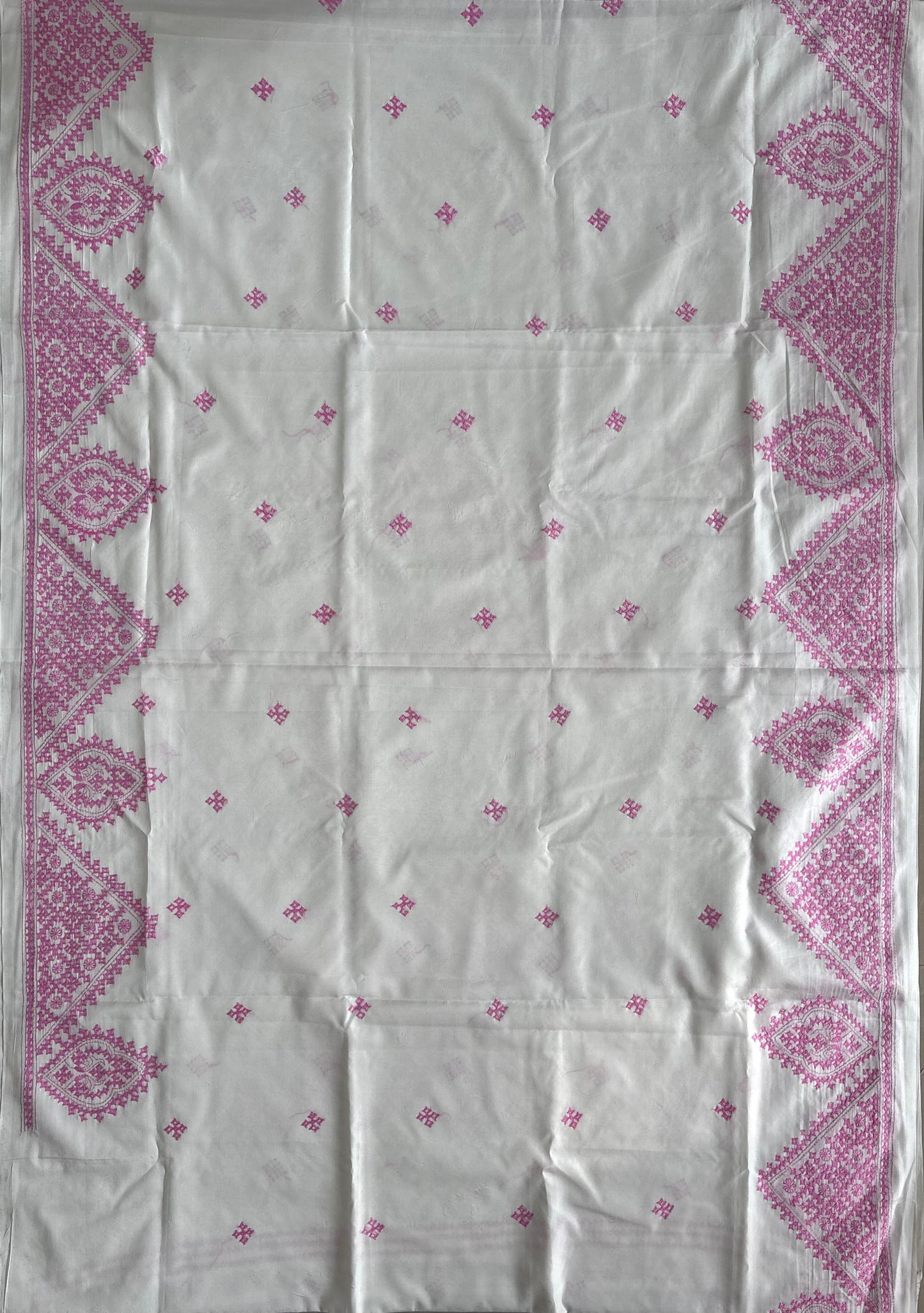 Gujrati Stitch/Kutch Hand Embroidered Art Silk Saree