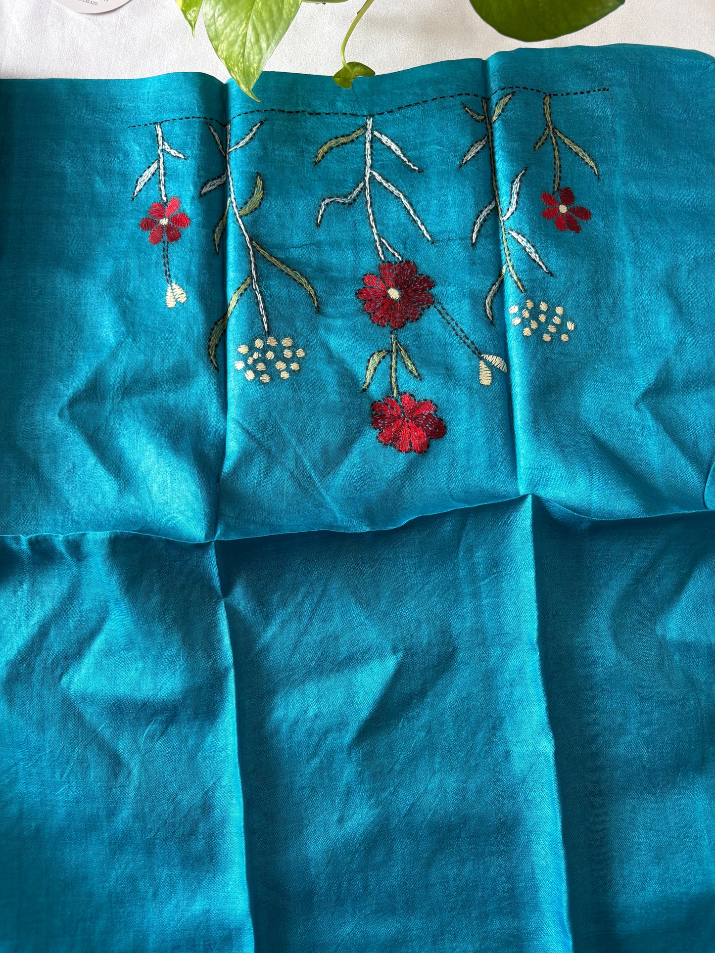 Kantha Stitch Pure Silk Blouse Piece