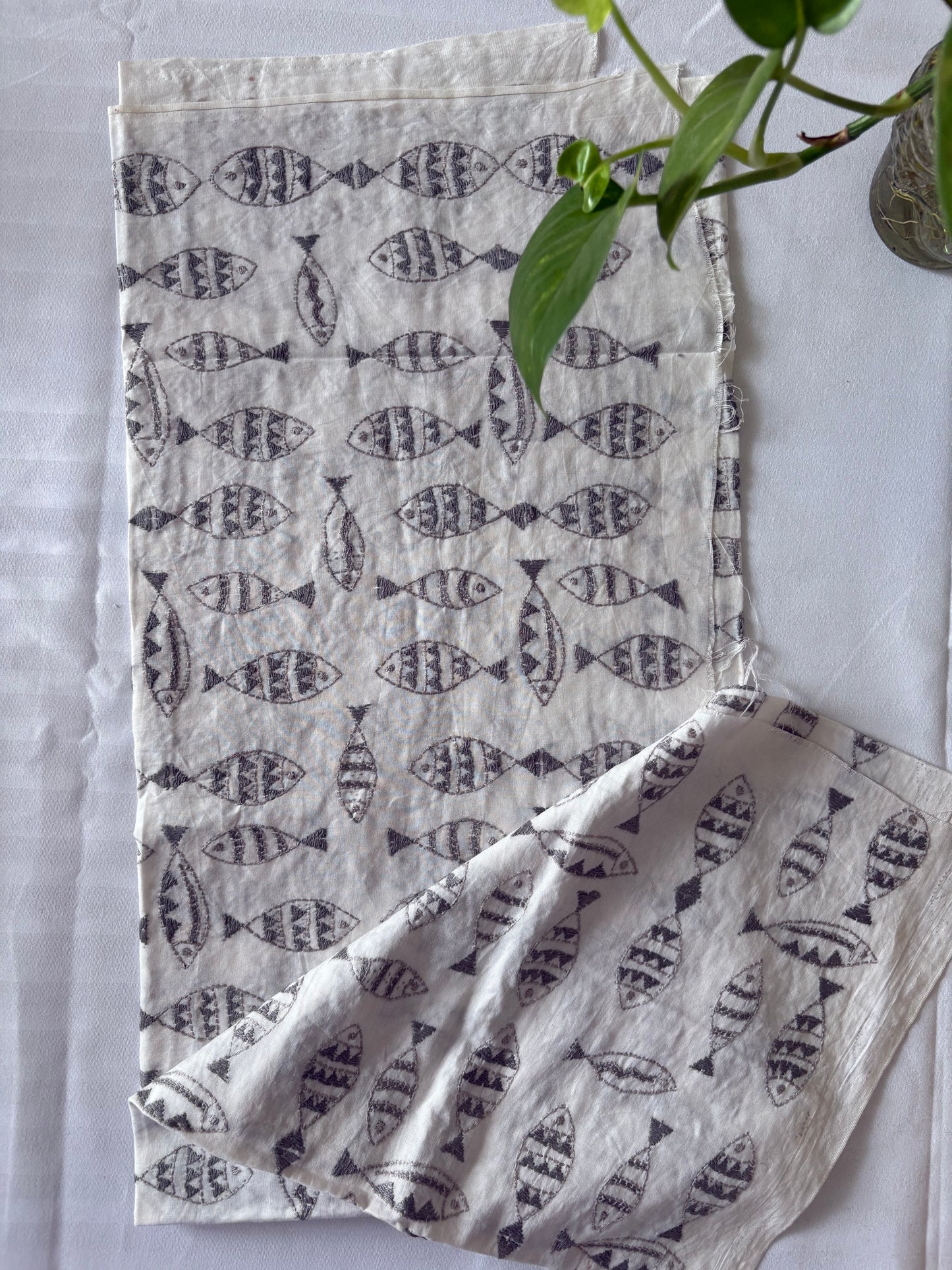Kantha Stitch Full Embroidered Pure Cotton Blouse Piece