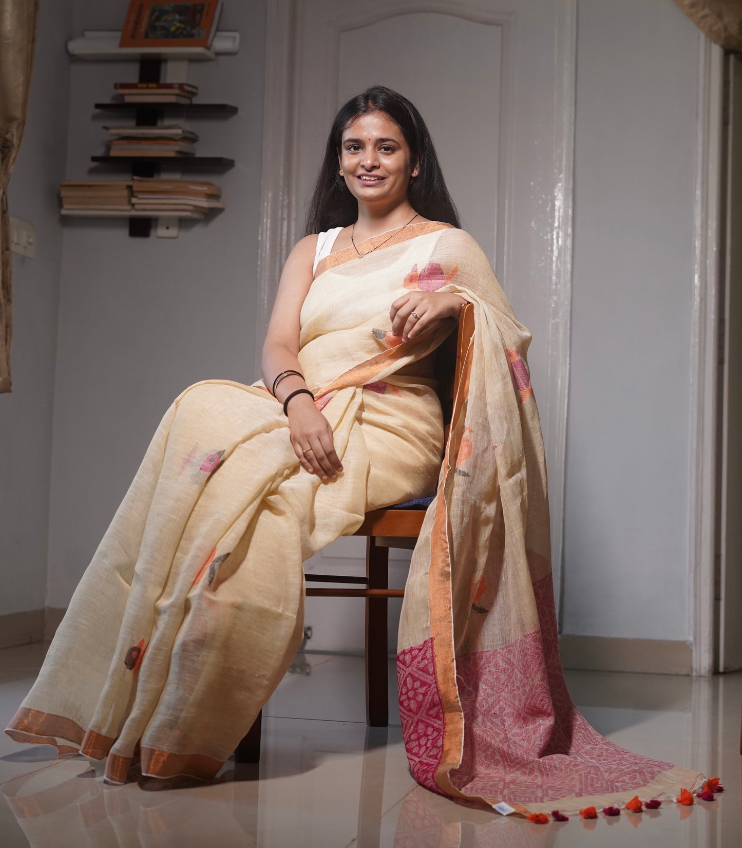 Linen By Linen Handloom Saree (Handloom Marked)