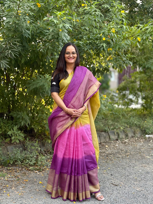 Premium pure Linen By Linen Saree