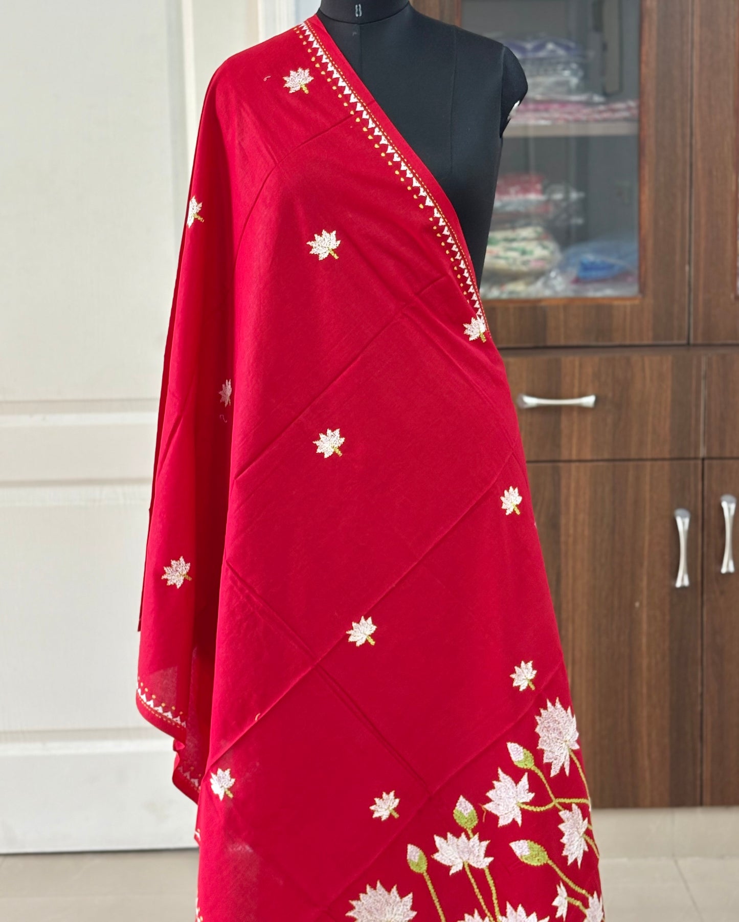 Kantha Hand Embroidary Full Work Pure Cotton Dupatta - “36”