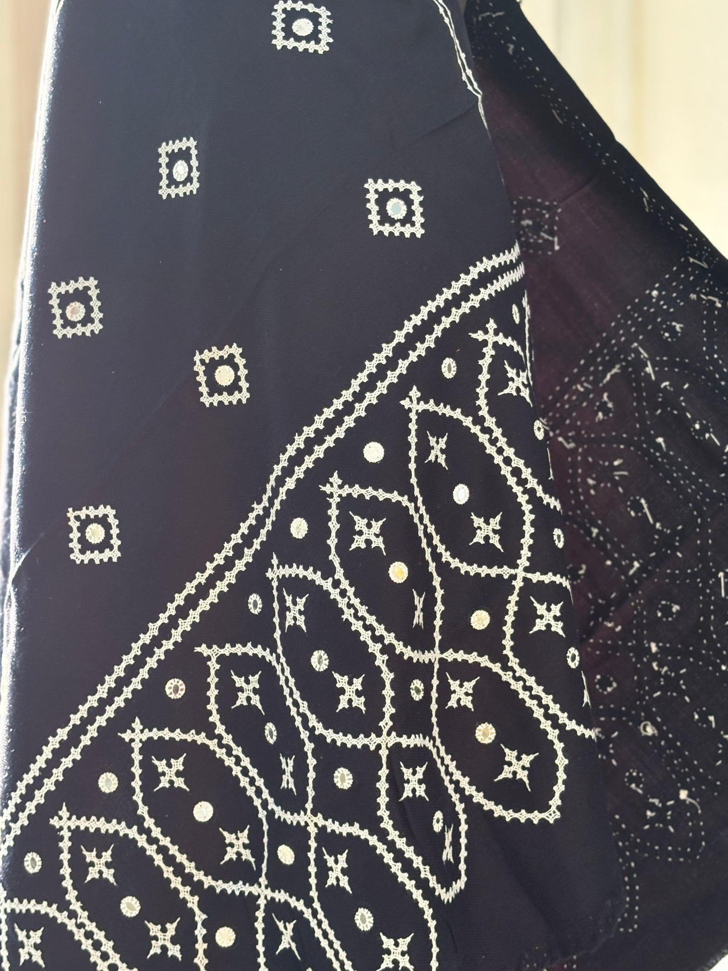 Gujrati Stitch Hand Embroidered Woollen Warm Shawl