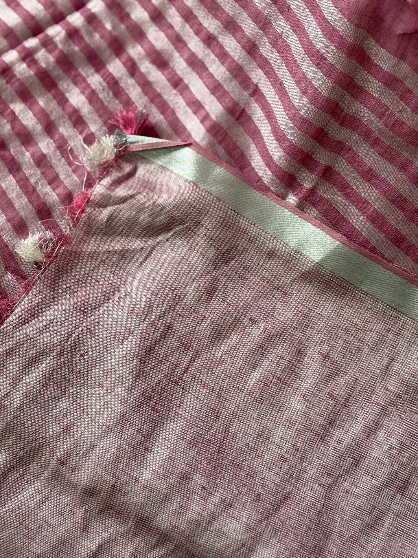 Pure Linen Saree With running Blouse