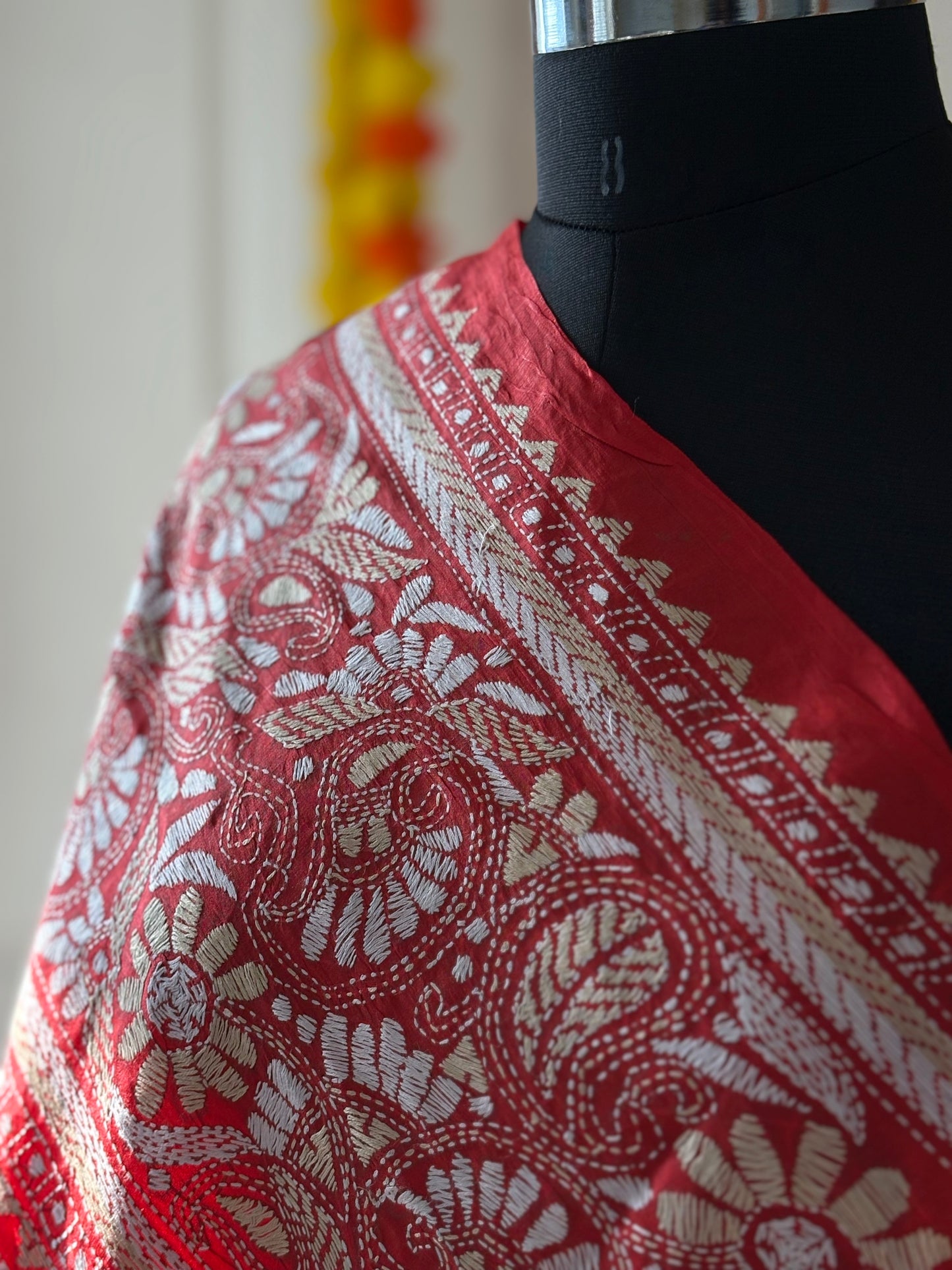 Kantha Stitch Hand Embroidary Full Work Pure Banglore Silk Dupatta