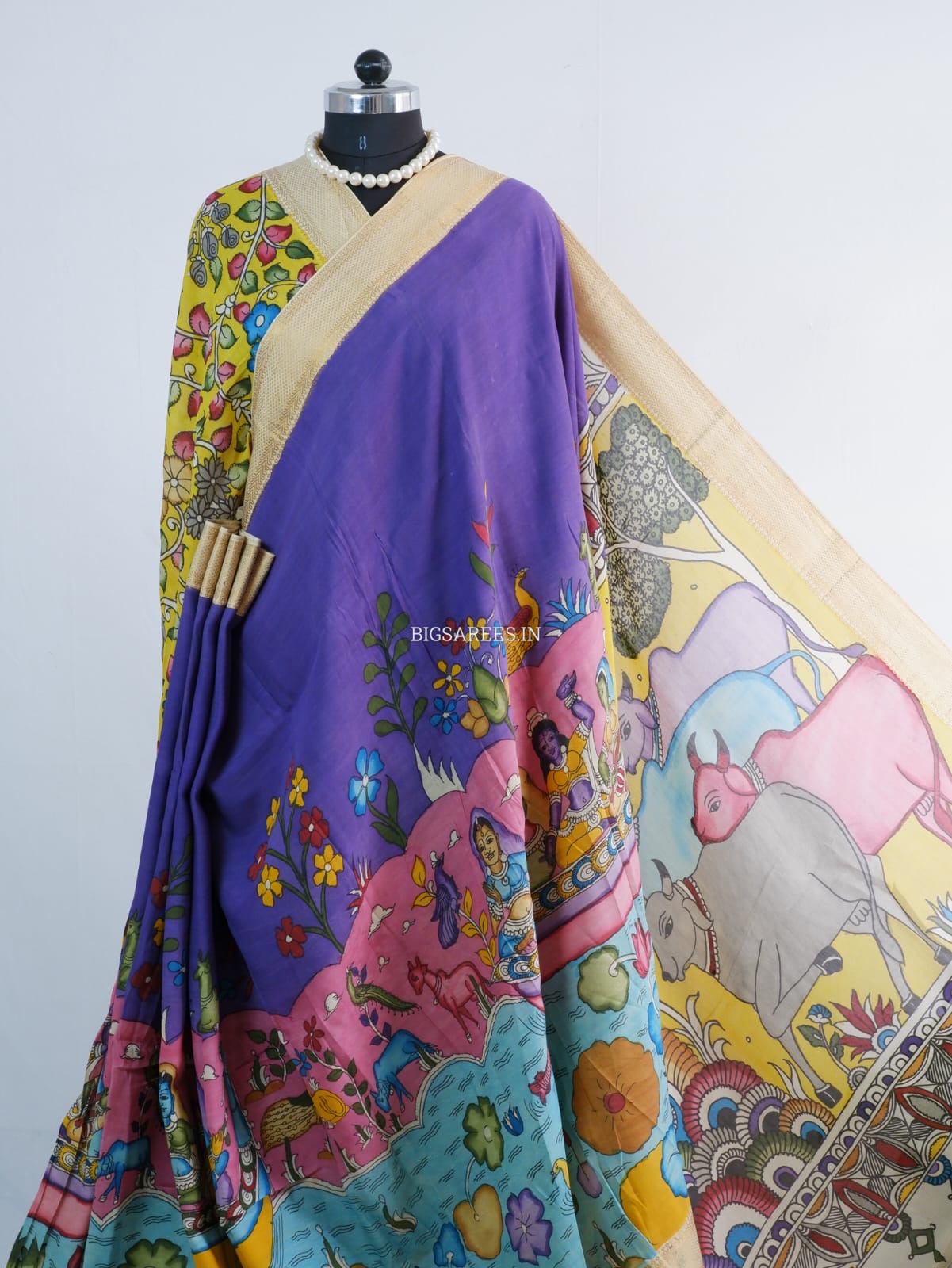 Hand-Painted Kalamkari Saree | Bangalore Silk