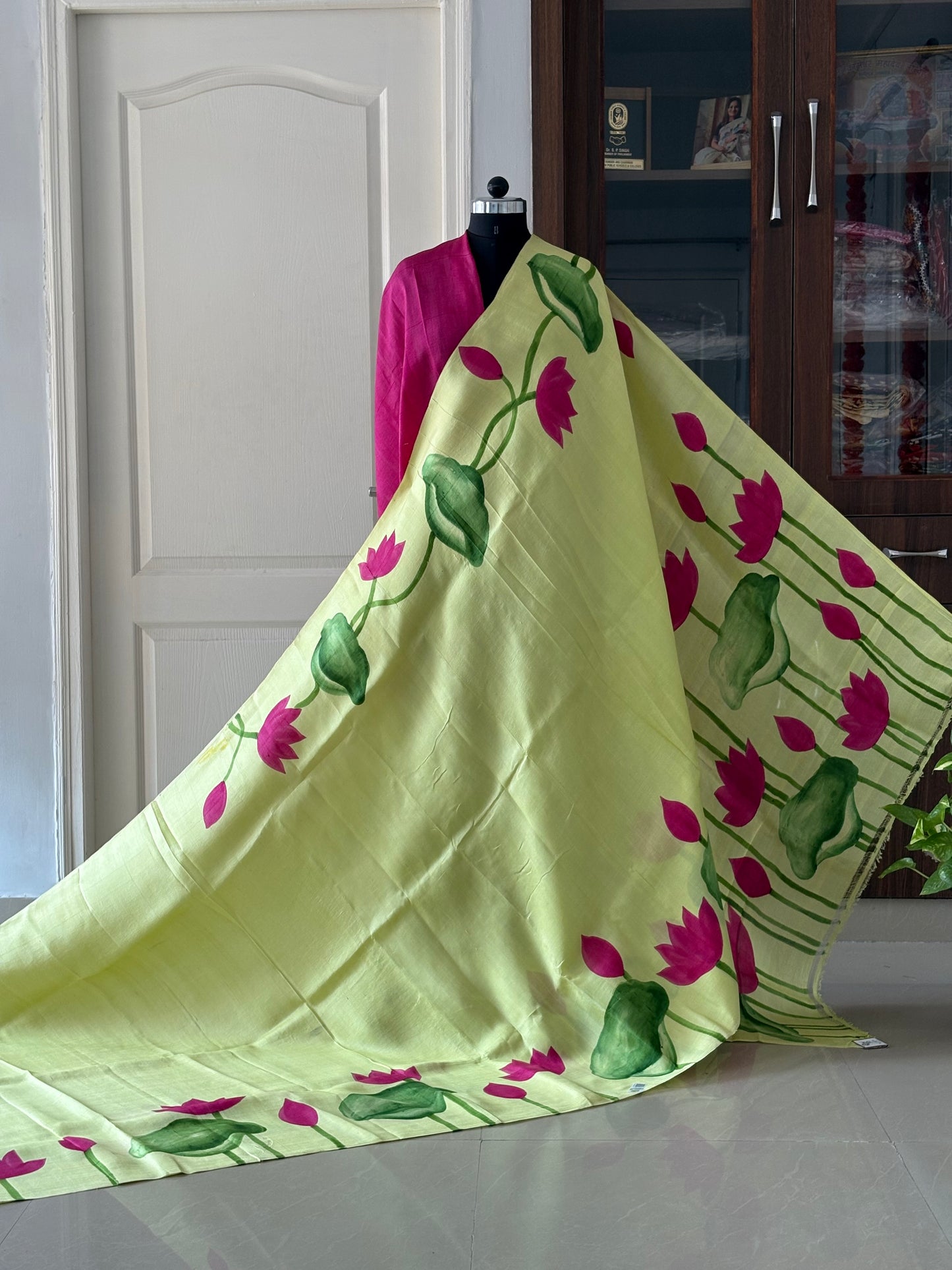 Exclusive Hand painted Pure Bishnupuri Silk Saree (Silk Marked)