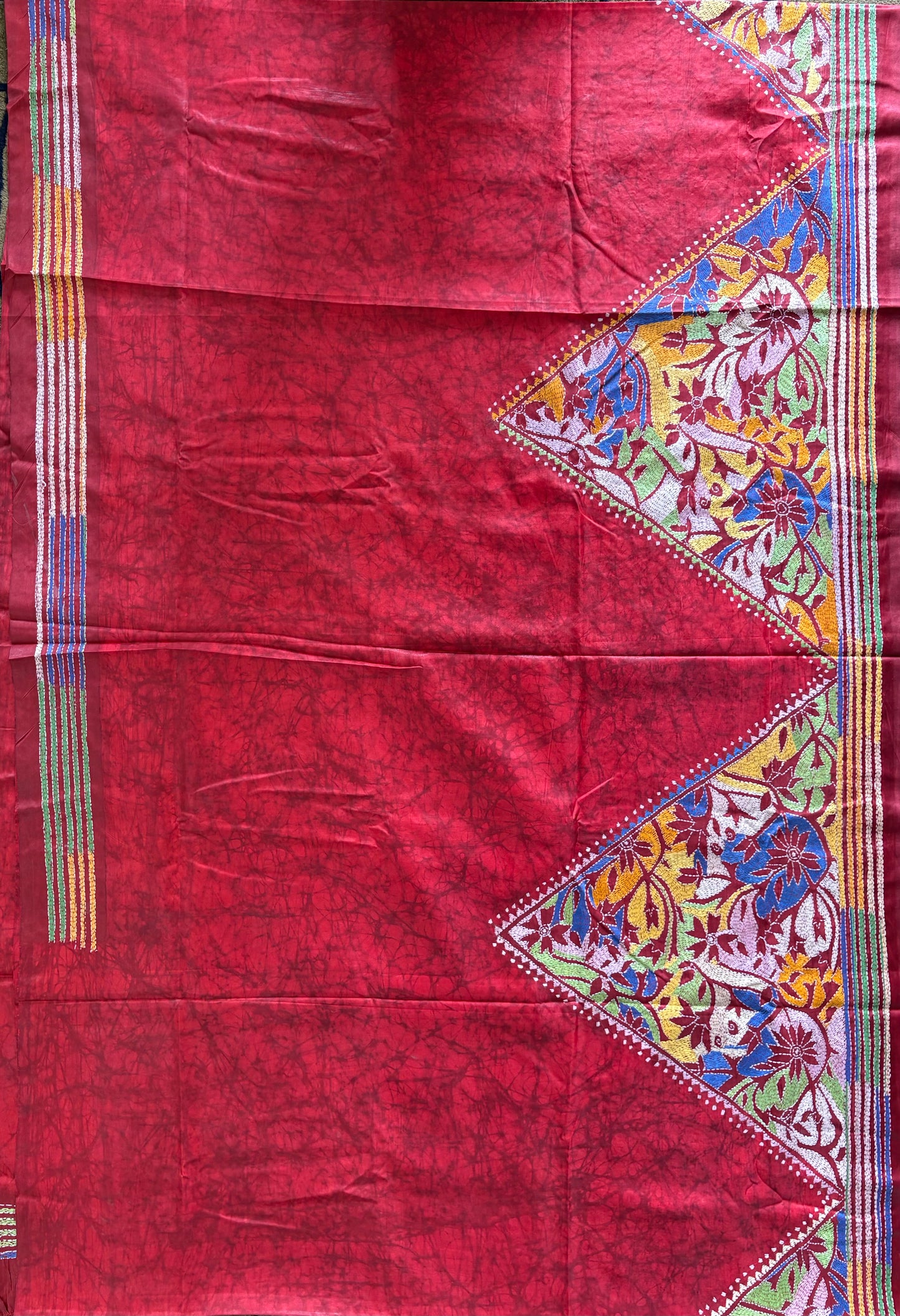 Kantha Stitch Hand Work Art Silk Saree With Blouse