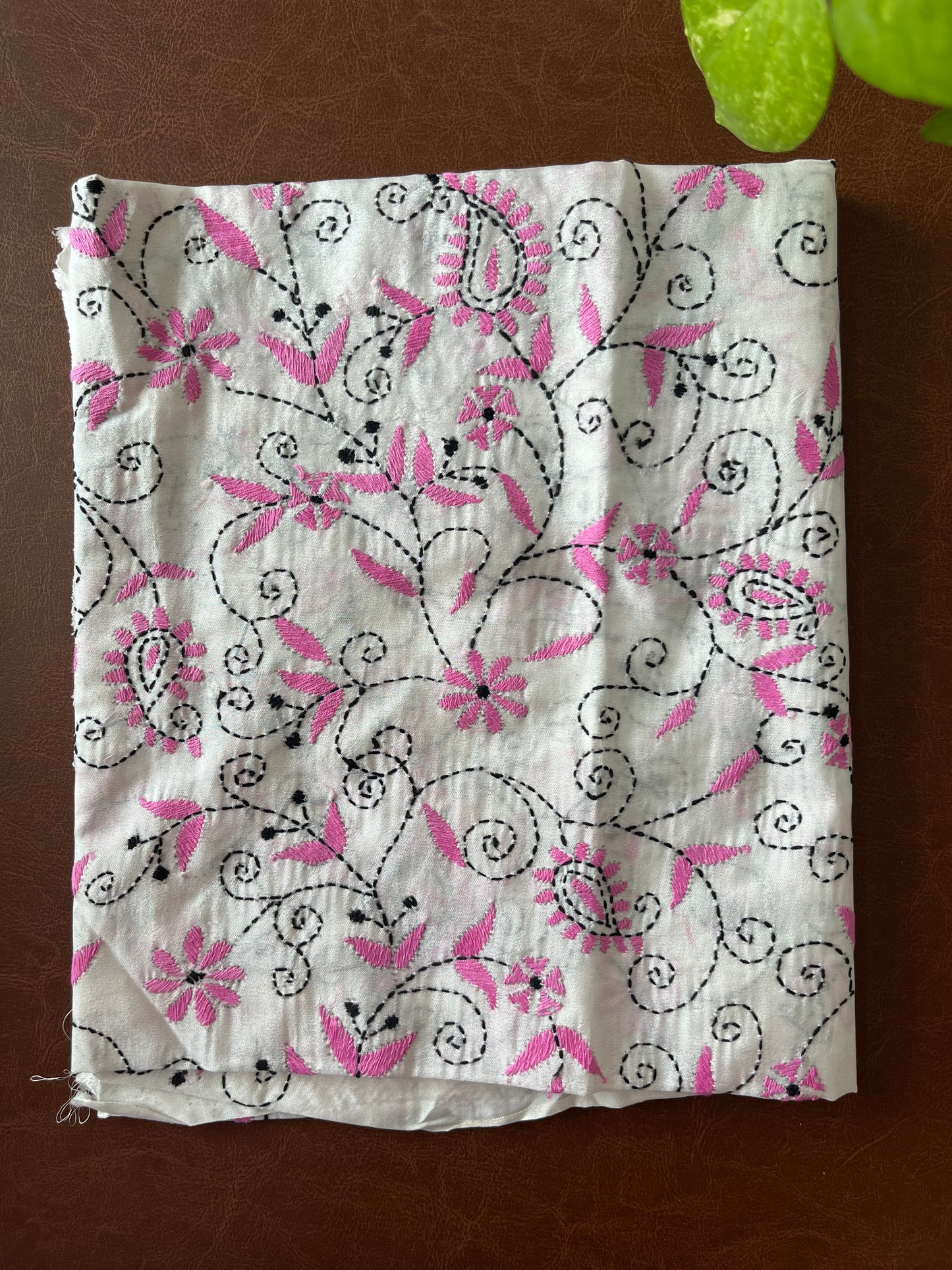 Kantha Stitch Art Silk Blouse Piece