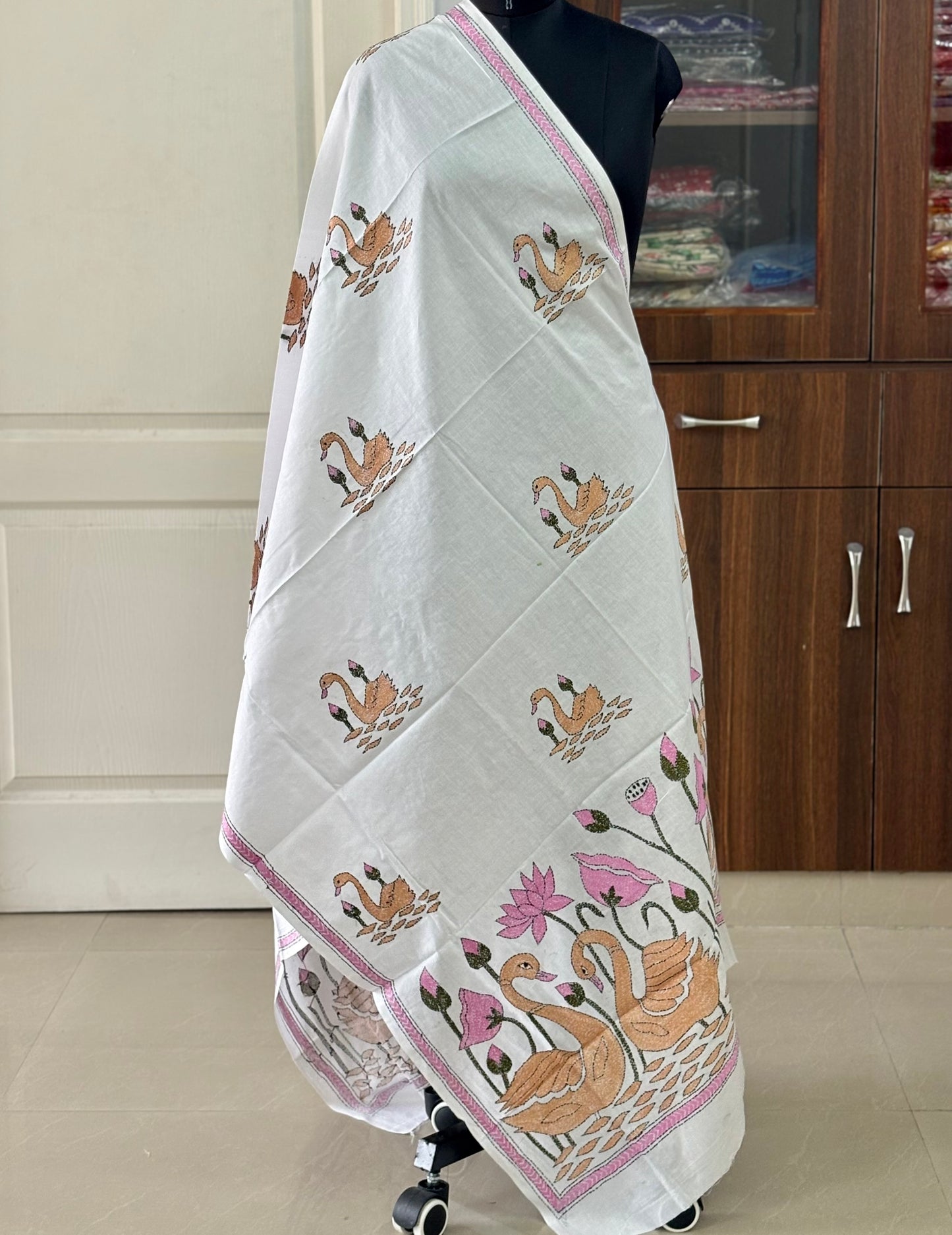 Kantha Hand Embroidary Full Work Pure Cotton Dupatta- “36”