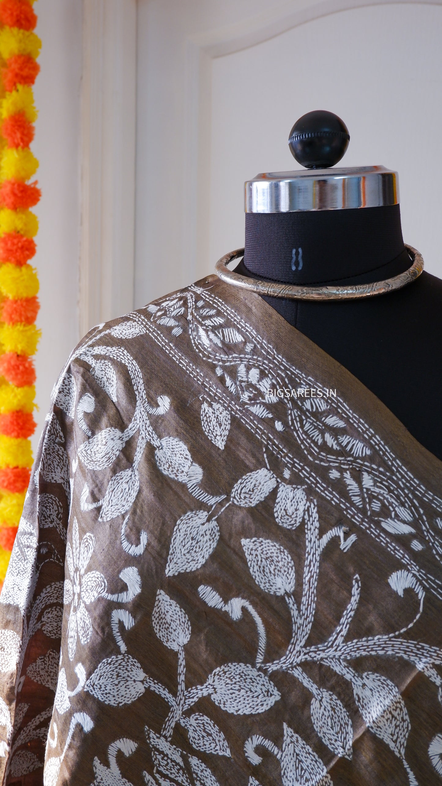 Kantha Hand Embroidary Full Work Pure Tassar Silk Dupatta36”