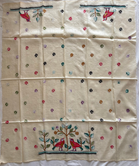Kantha Stitch Tusshar Silk Blouse Piece