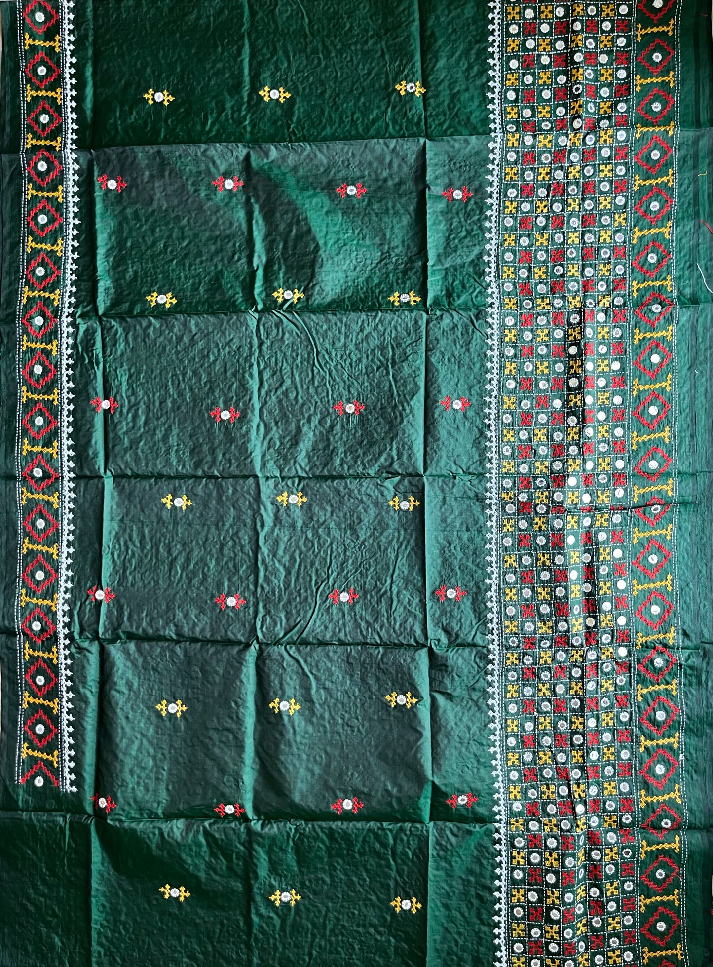 Kutch Hand Embroidered Pure Banglore Silk Saree