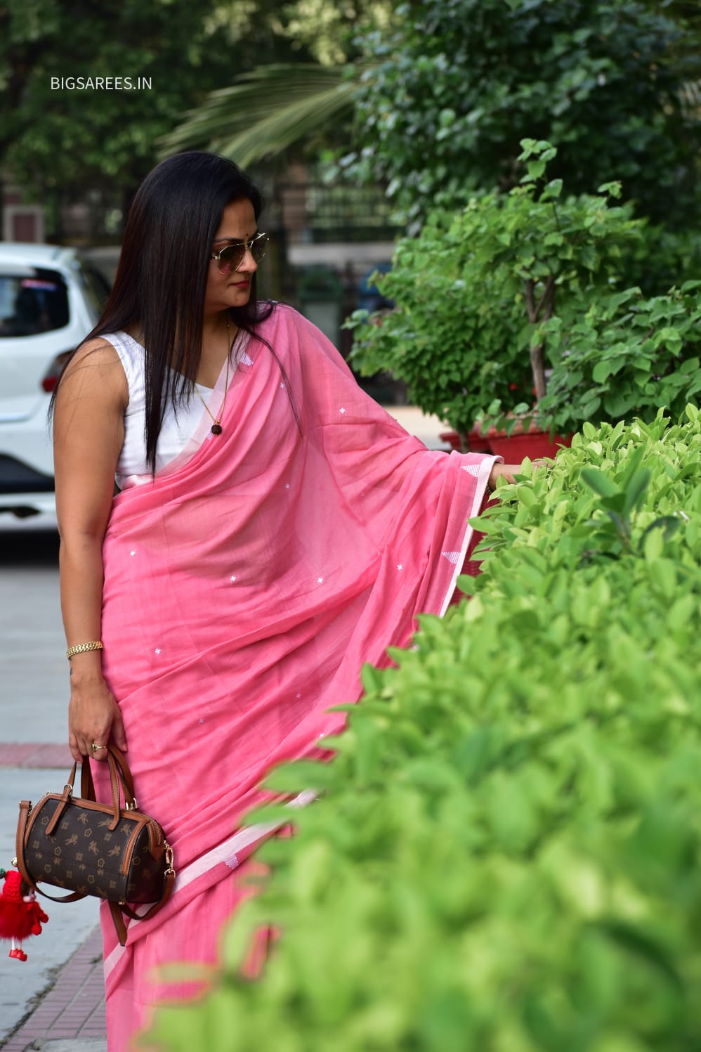 Hand woven Pure Cotton Saree (Handloom Marked) - Pink