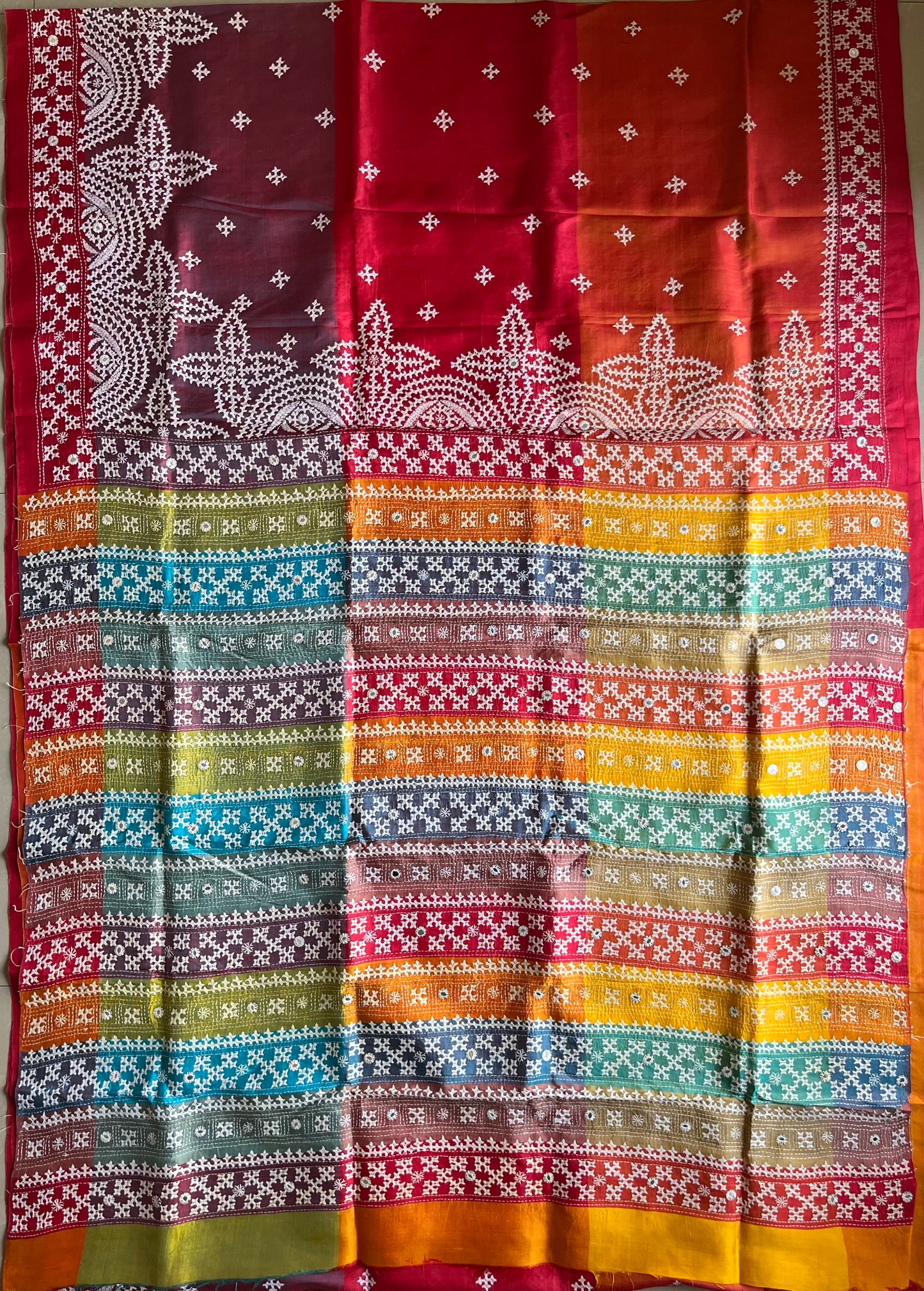 Kutch Hand Embroidered Pure Banglore Silk Saree