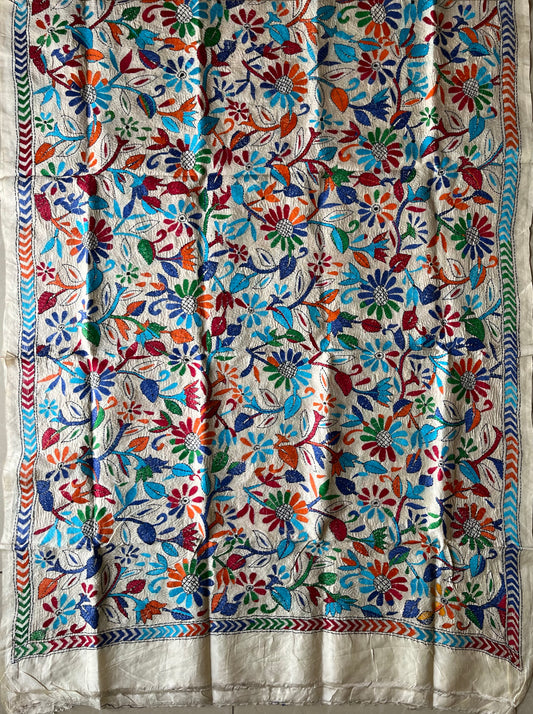 Nakshi Kantha Stitch Silk Dupatta