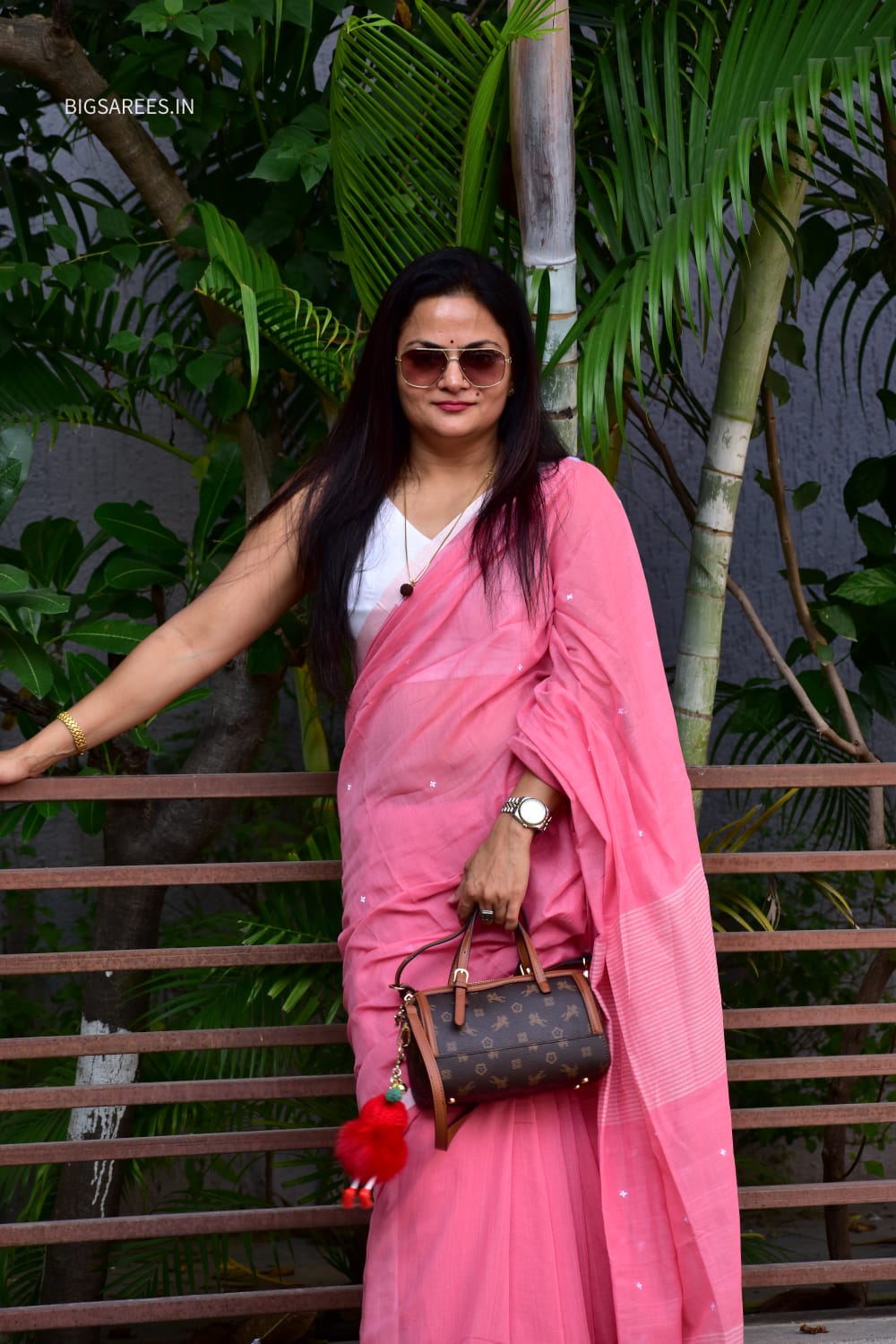 Hand woven Pure Cotton Saree (Handloom Marked) - Pink