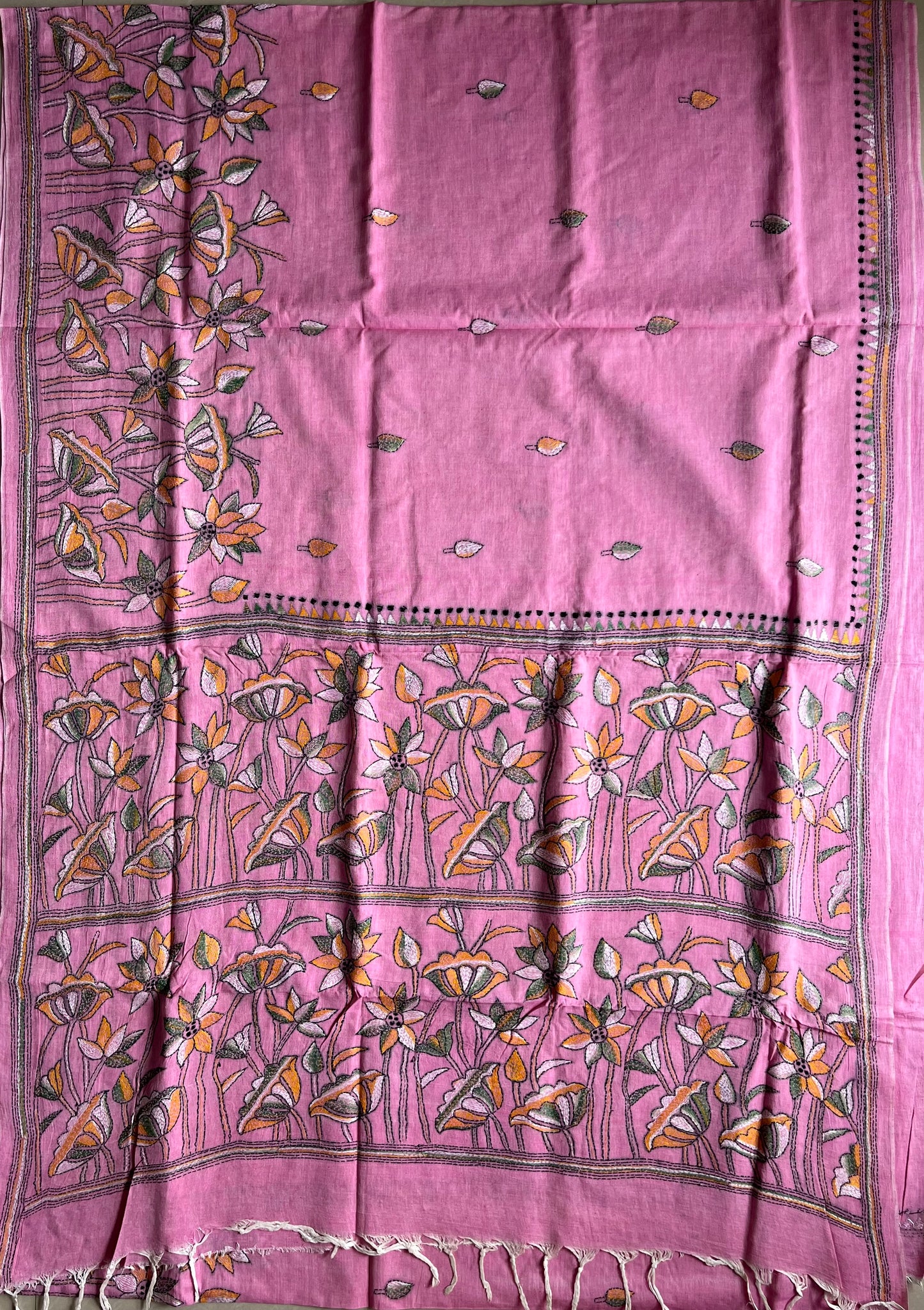 Kantha Hand Embroidered Pure Cotton Saree