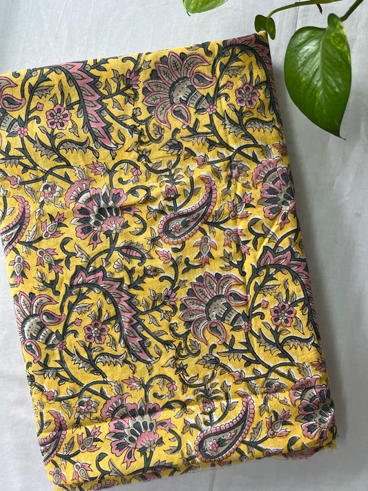 Block printed pure Cotton 1 Mtr. Blouse Piece/ running fabric
