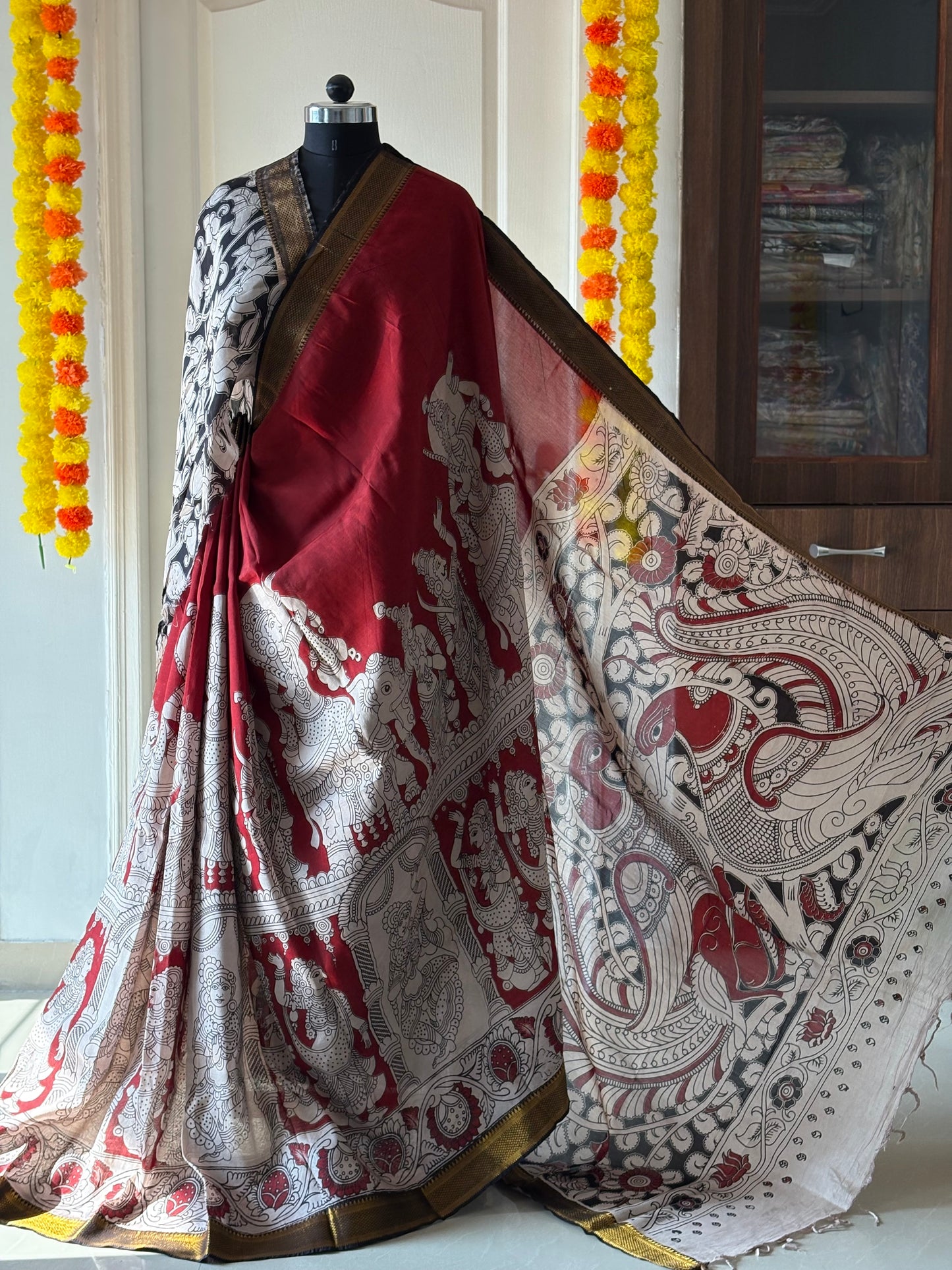 Printed Kalamkari Silk Saree with blouse