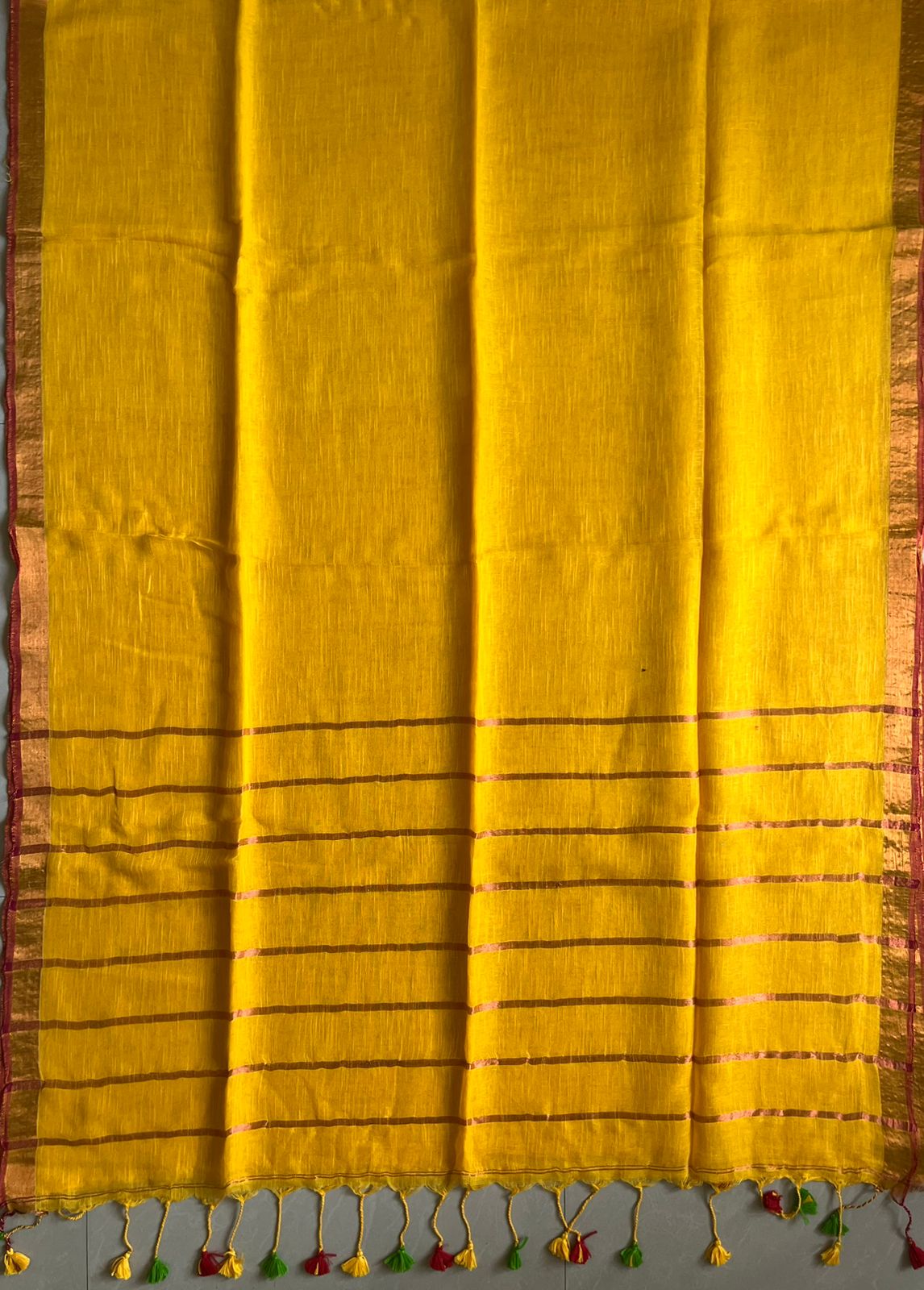 Yellow Linen By Linen Saree With Blouse