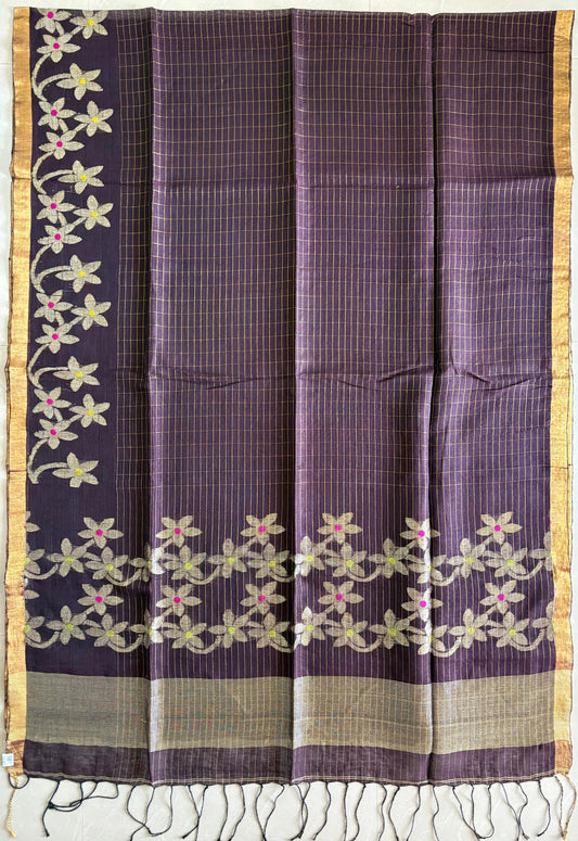 Handloom woven pure Linen By Linen Lata Saree – Coca Cola (Handloom Marked)