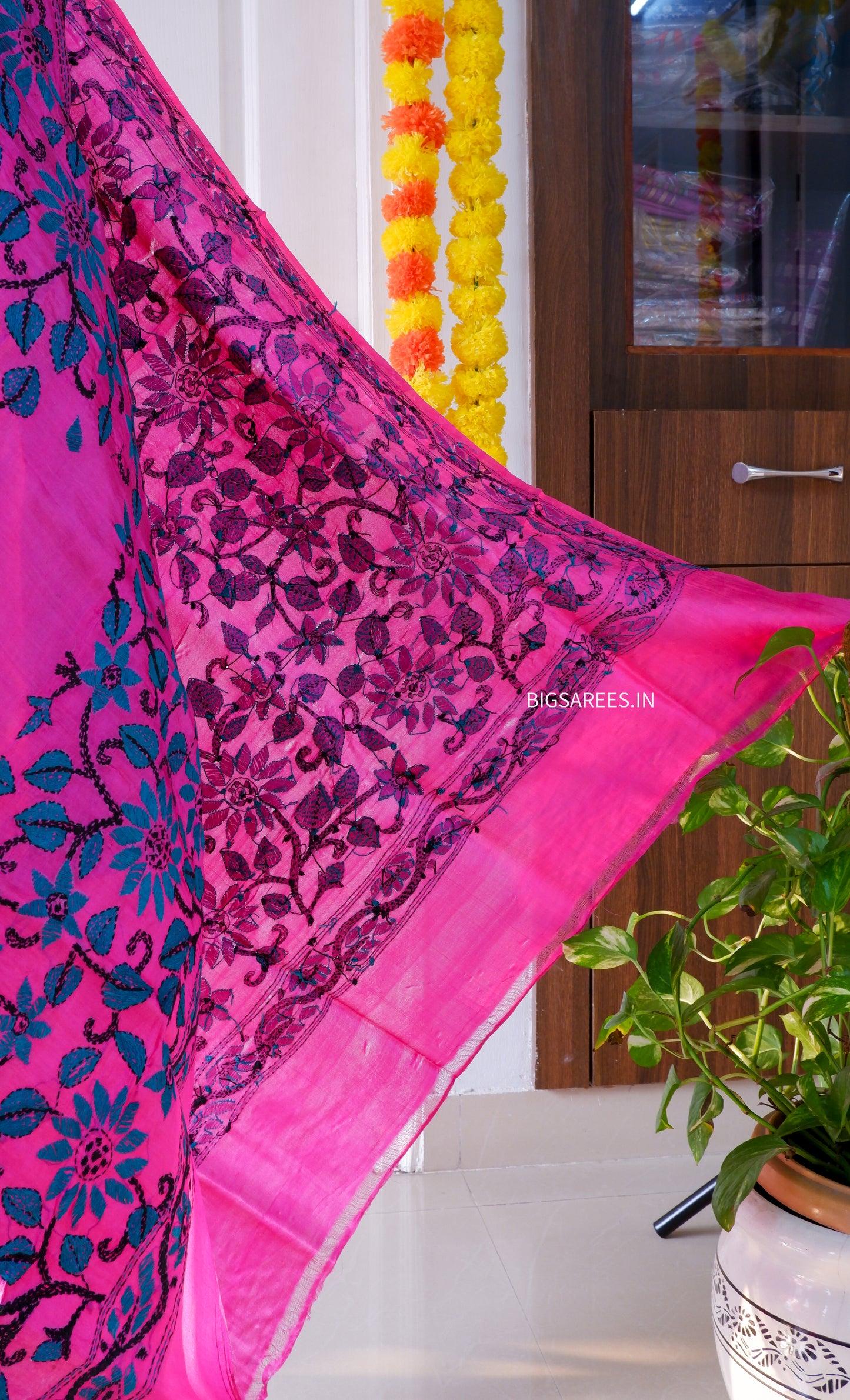 Kantha Hand Embroidary Full Work Pure Tassar Silk Dupatta36”