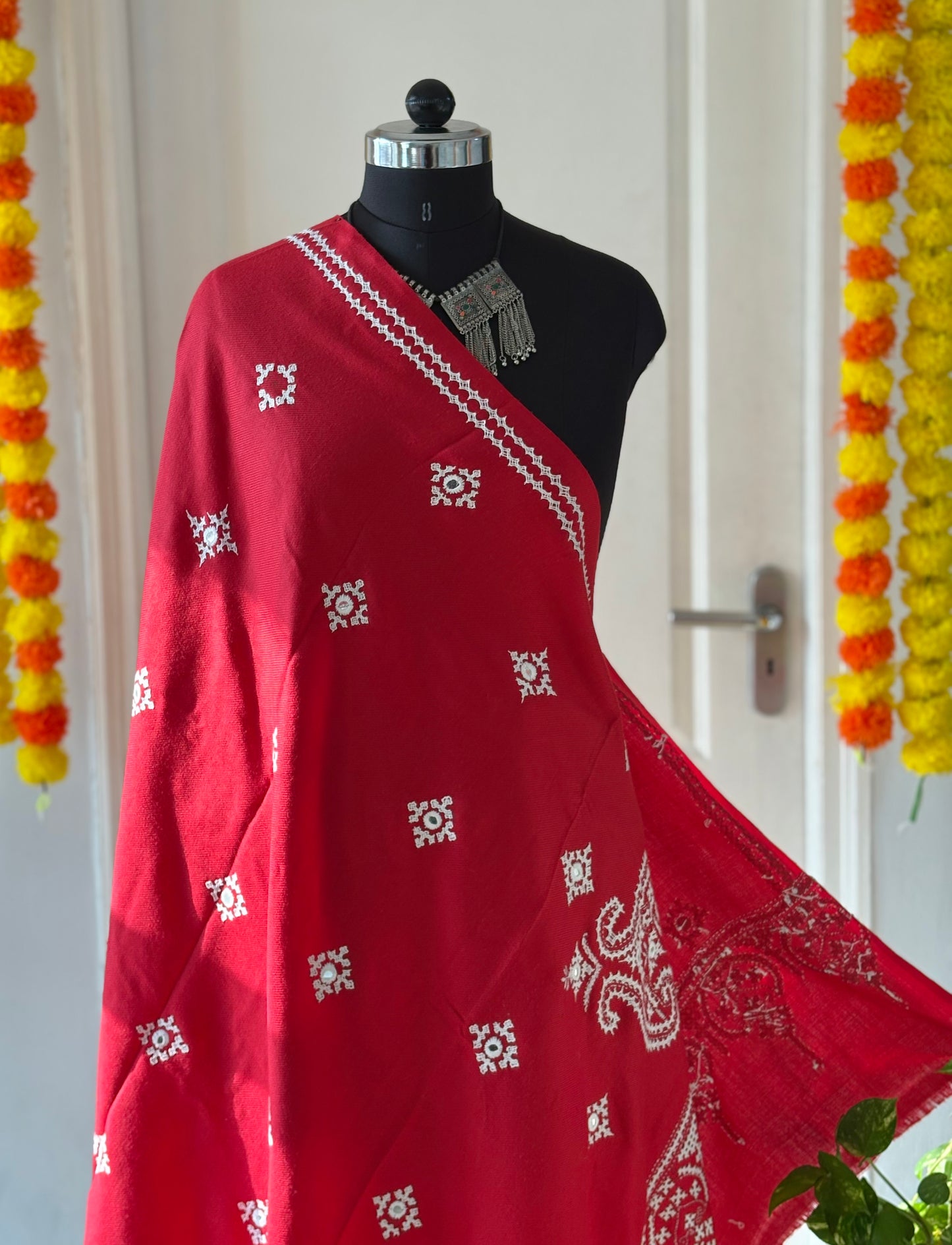 Gujrati Stitch Hand Embroidered Woollen Warm Shawl