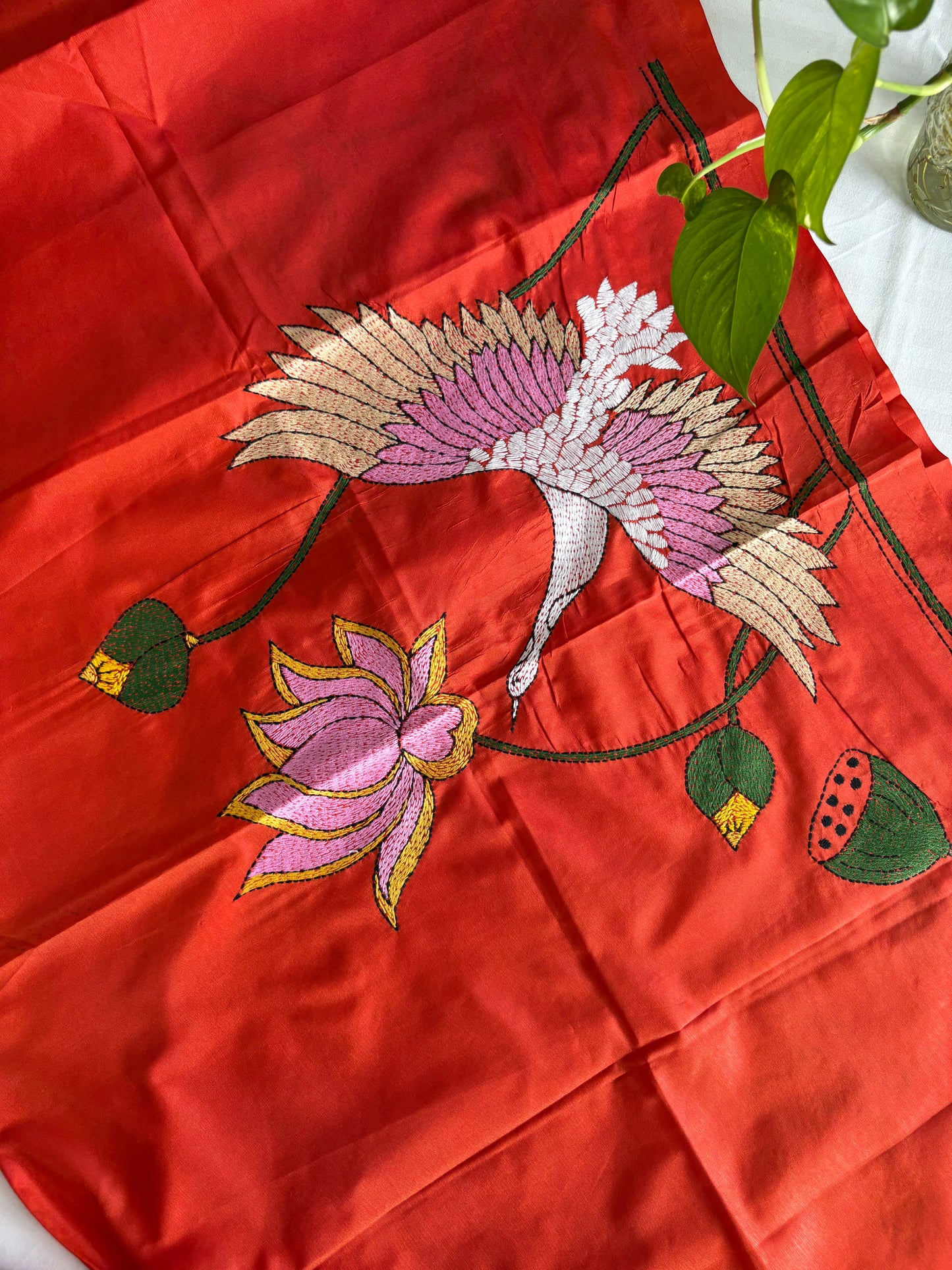 Kantha Stitch Art Silk Blouse Piece