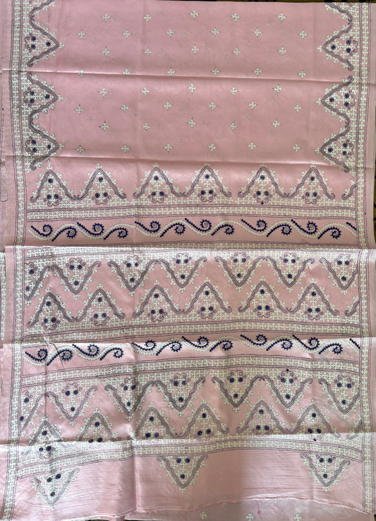 Gujrati Stitch/Kutch Hand Embroidered Art Silk Saree